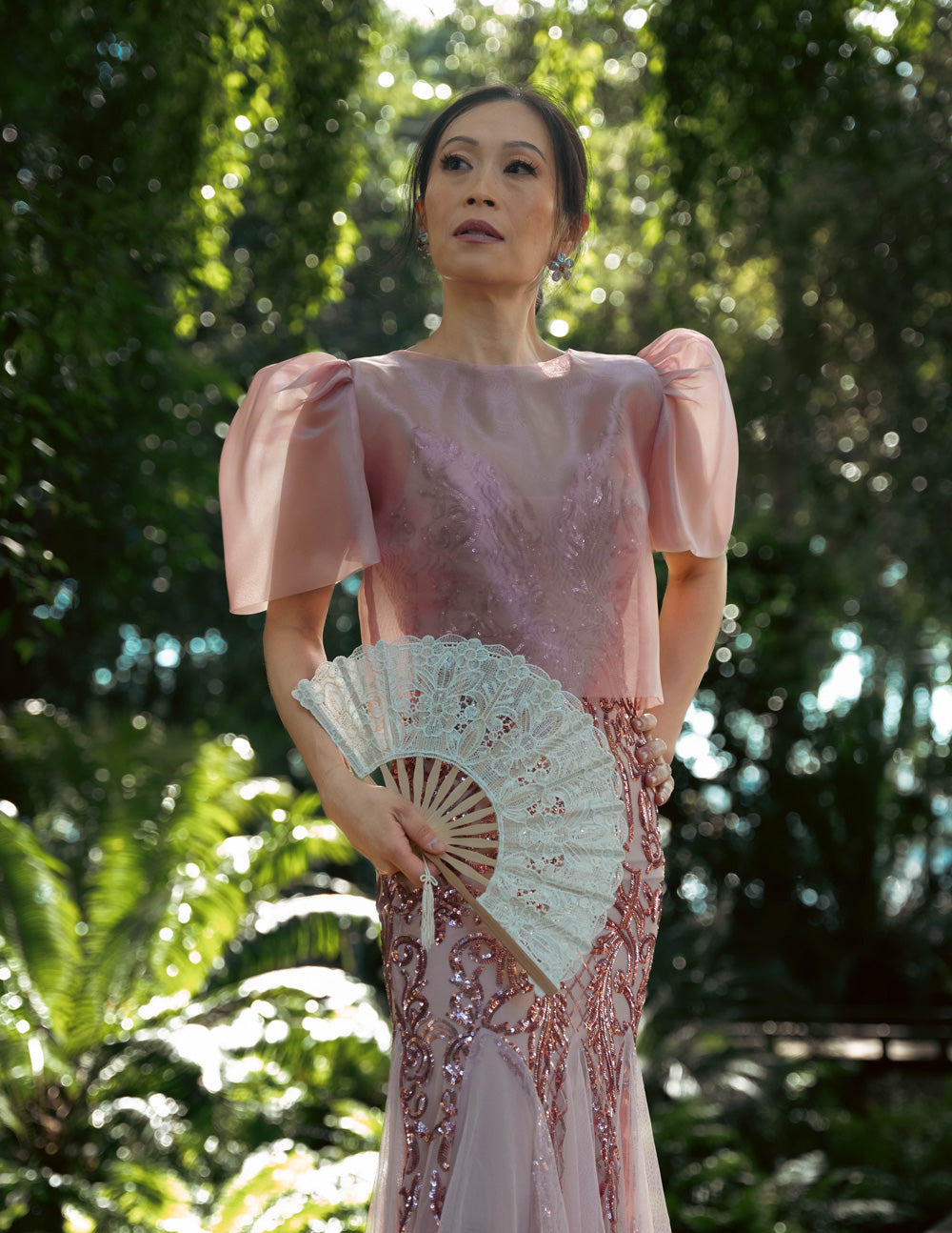 Dahlia Ribbon Tie-Up Blouse (Dusty Rose)