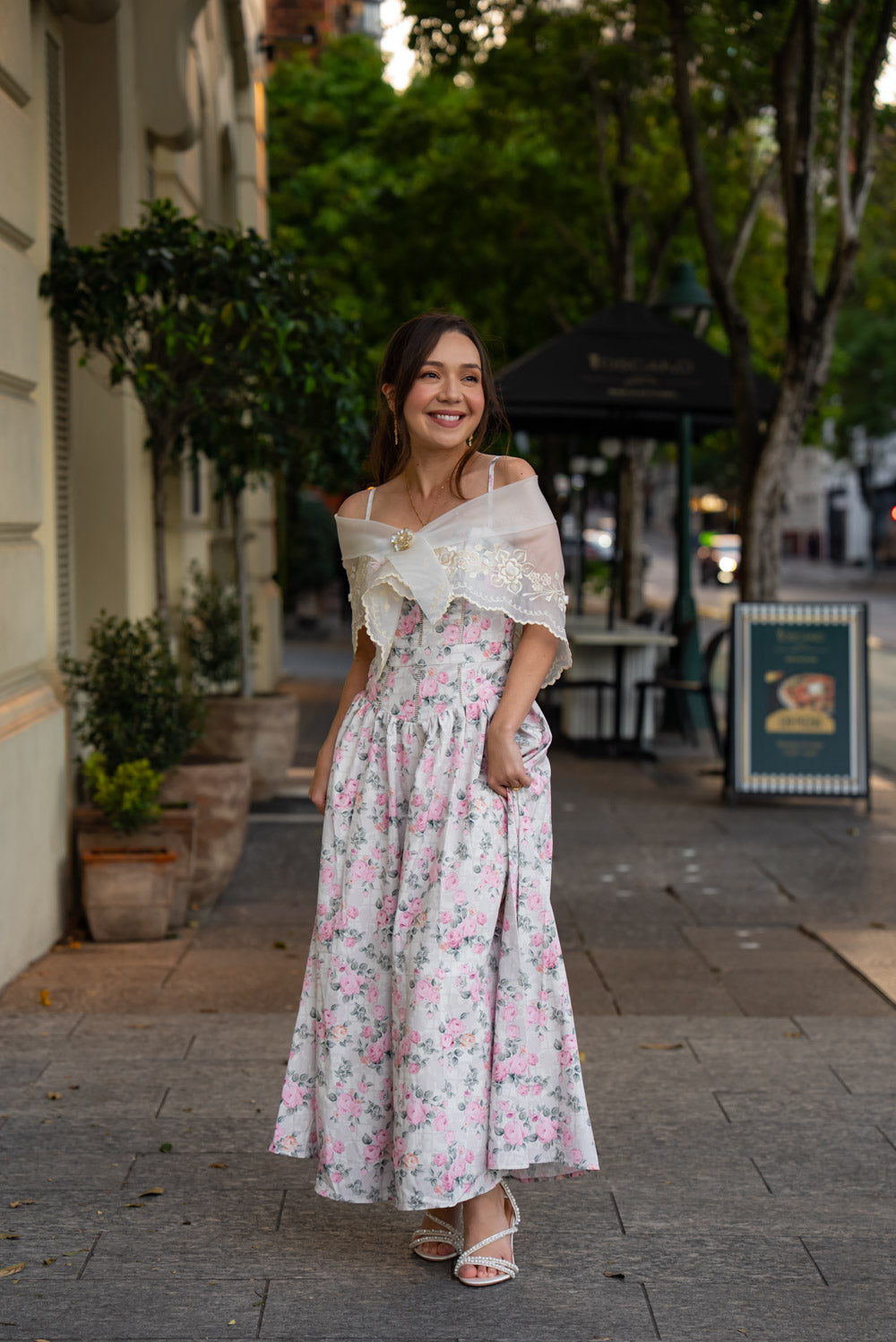 'Florentina' Soft Matte Satin Floral Midi Dress