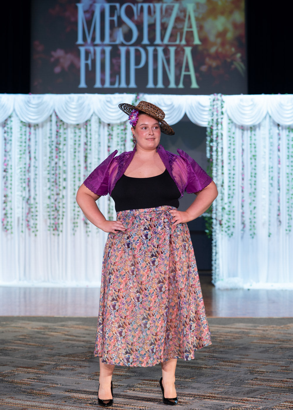'Boracay' Maxi Wrap Skirt, Gold Foil Floral Print Chiffon