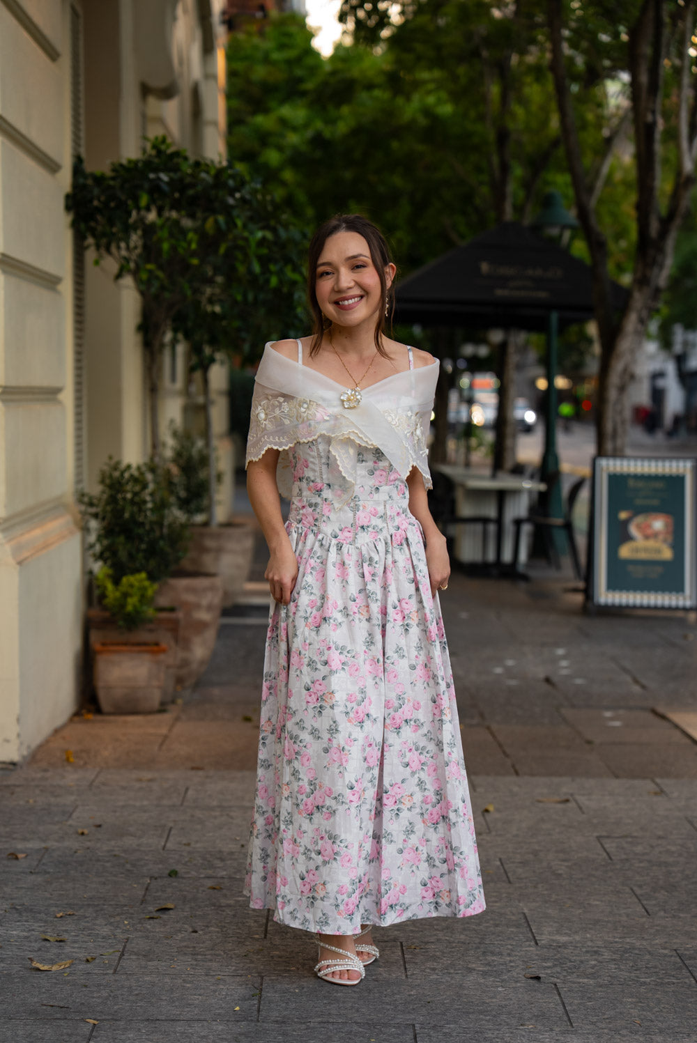 'Florentina' Soft Matte Satin Floral Midi Dress