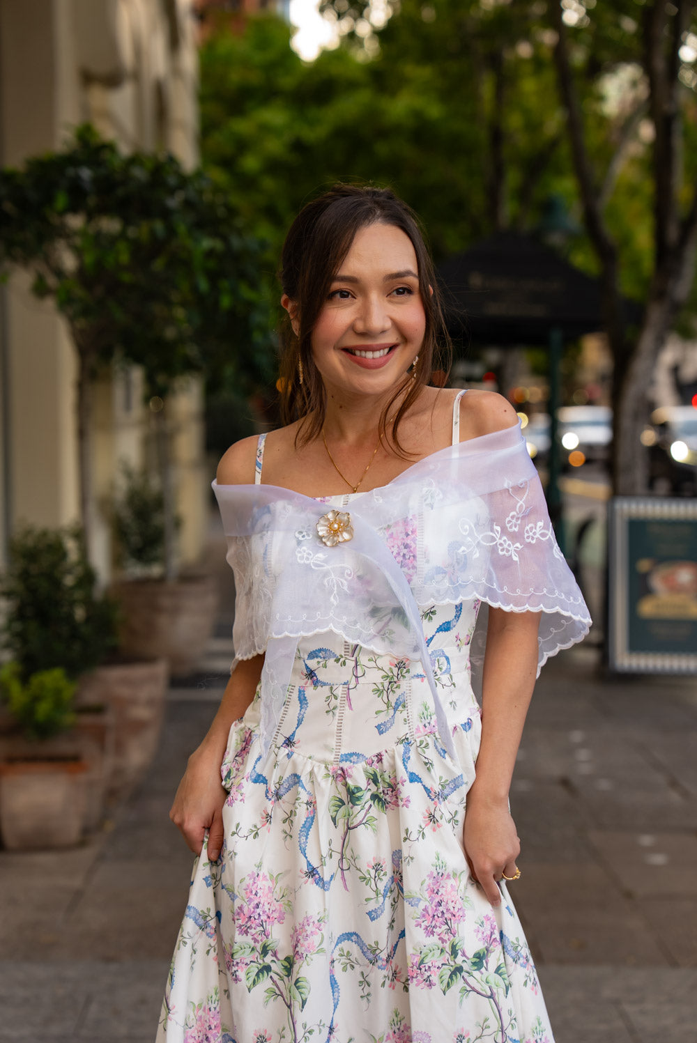 'Lilibeth' Soft Matte Satin Floral Midi Dress