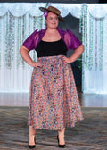 'Boracay' Maxi Wrap Skirt, Gold Foil Floral Print Chiffon