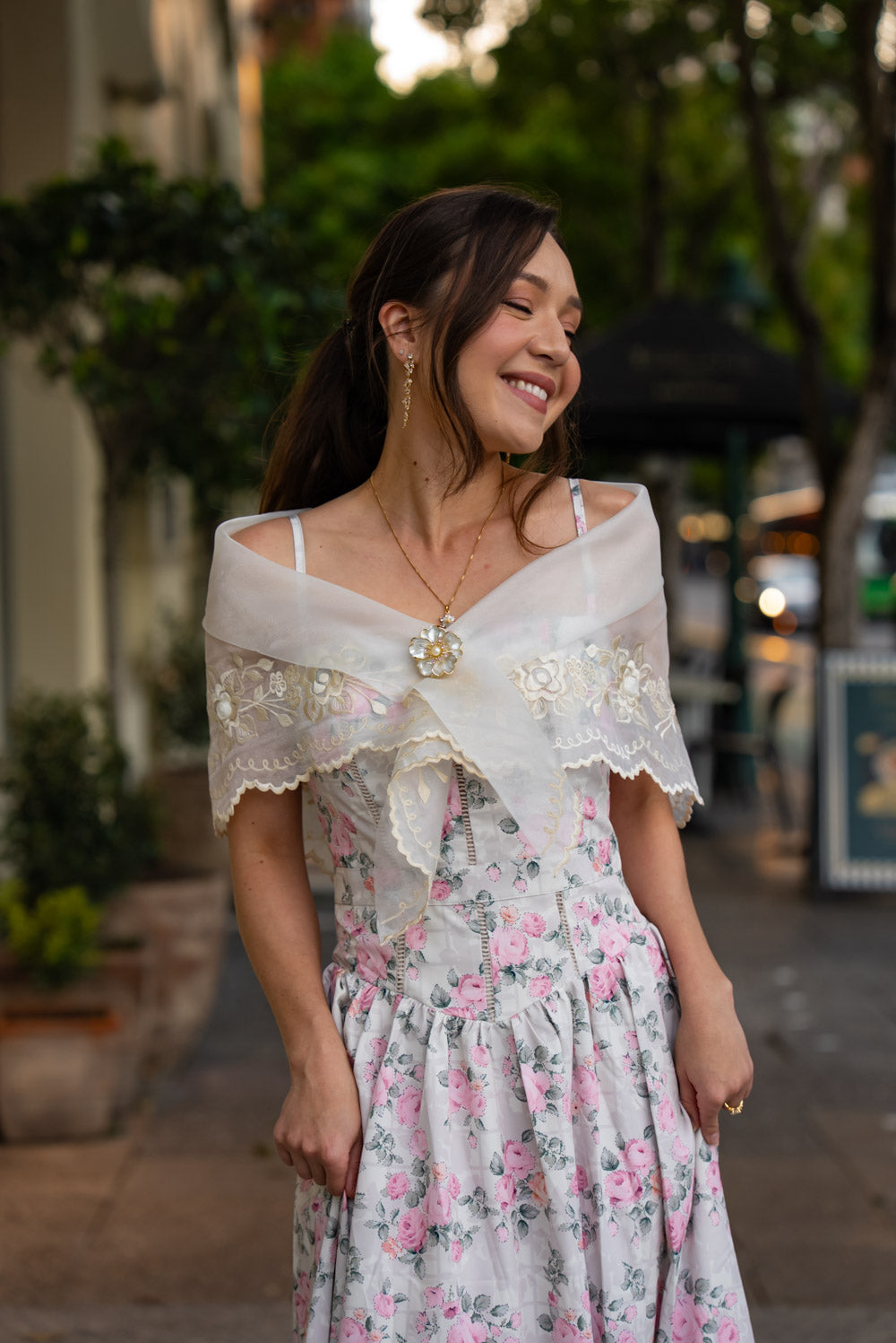 'Florentina' Soft Matte Satin Floral Midi Dress