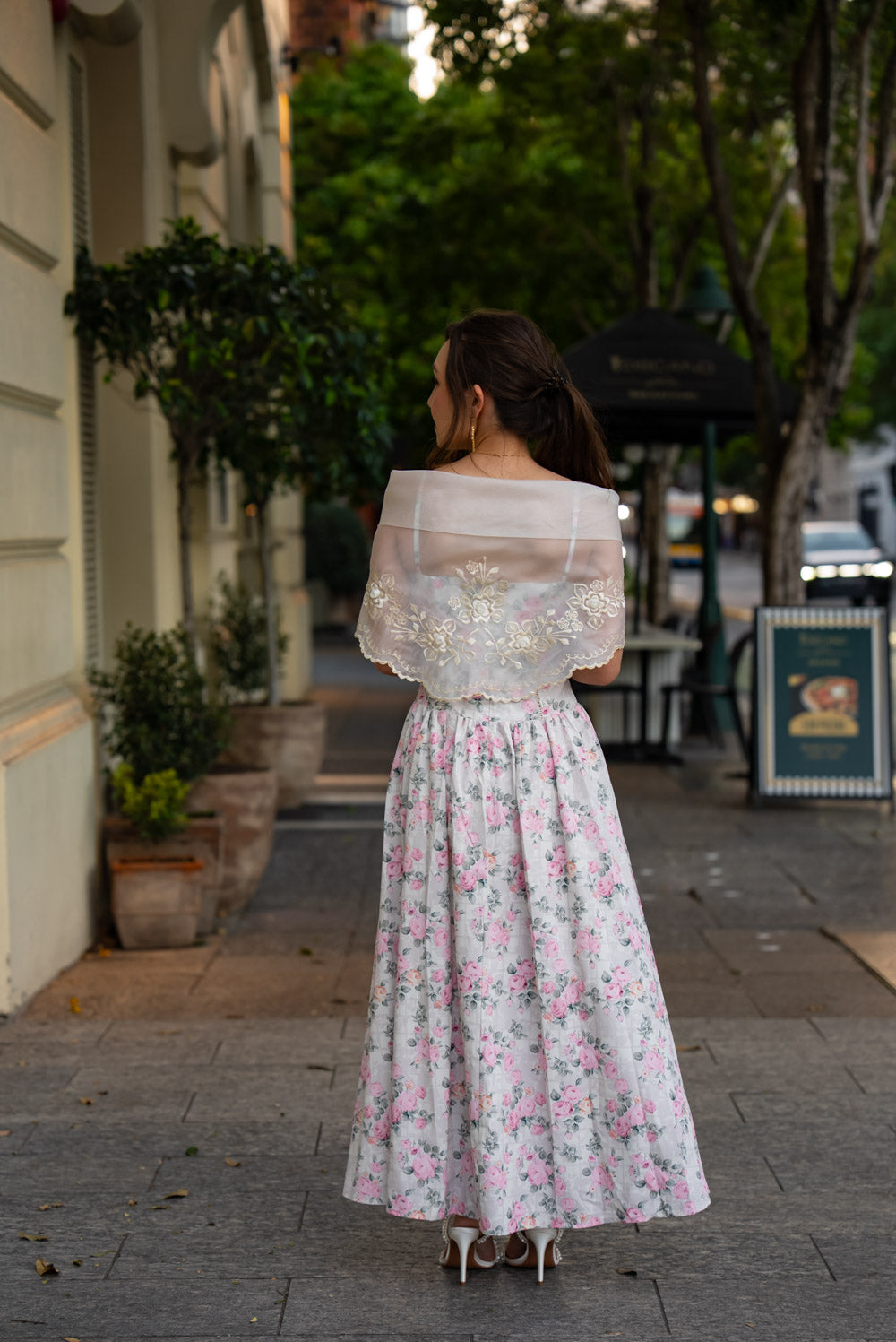 'Florentina' Soft Matte Satin Floral Midi Dress