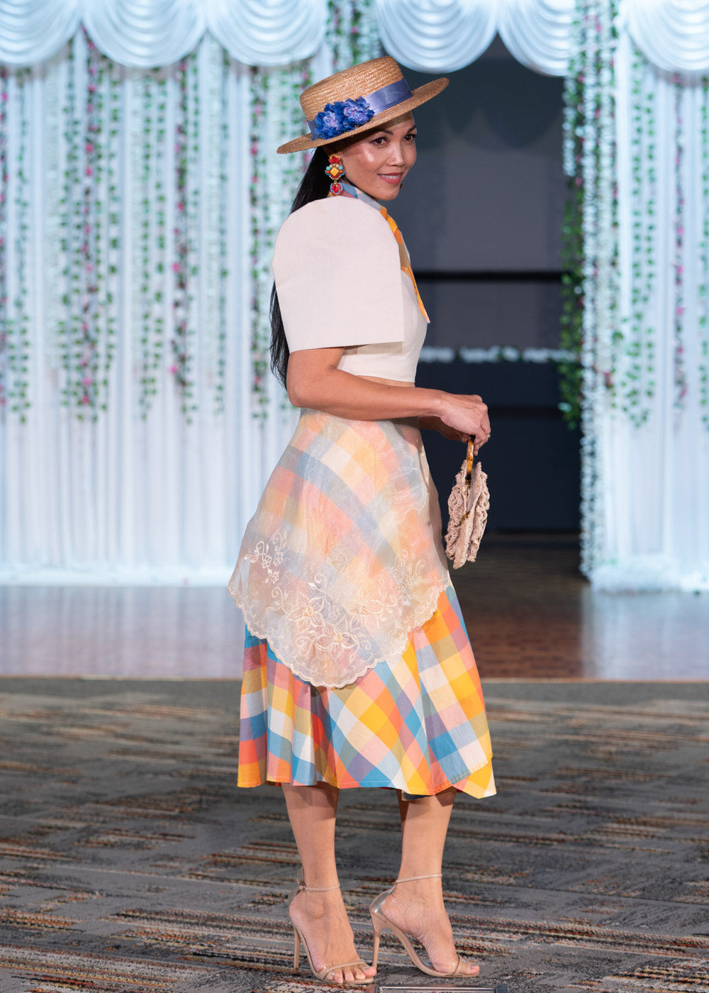 'Patadyong' Midi Wrap Skirt with Triangle Scarf (Plaid Print Cotton)