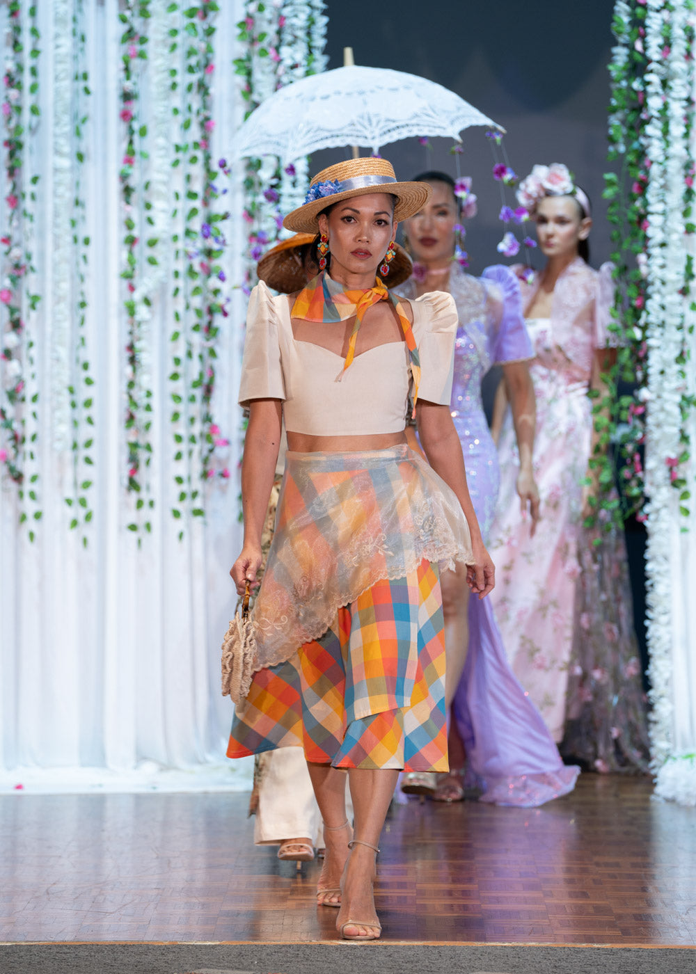 'Patadyong' Midi Wrap Skirt with Triangle Scarf (Plaid Print Cotton)