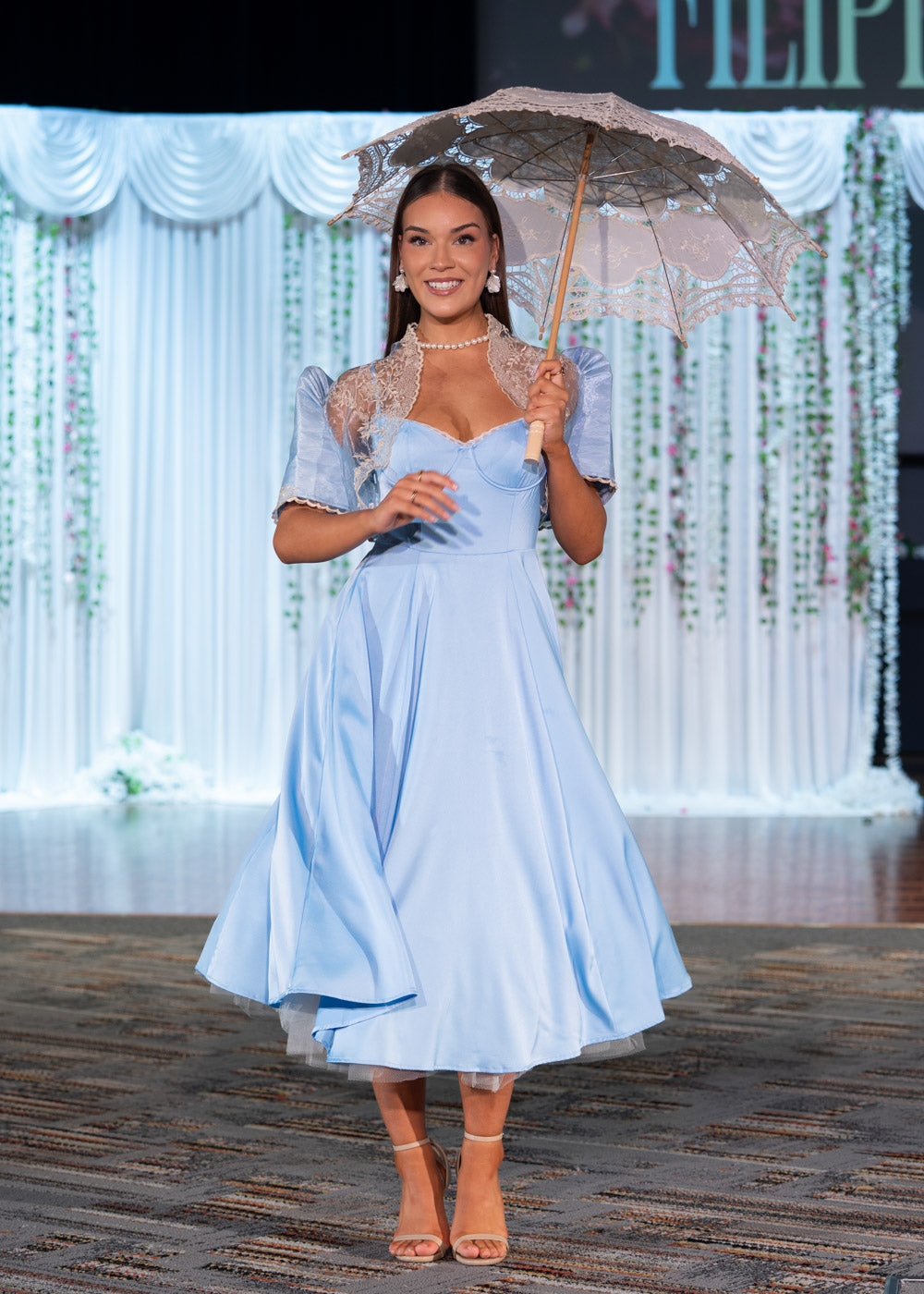 Ella Satin Midi Dress with Tulle Petticoat