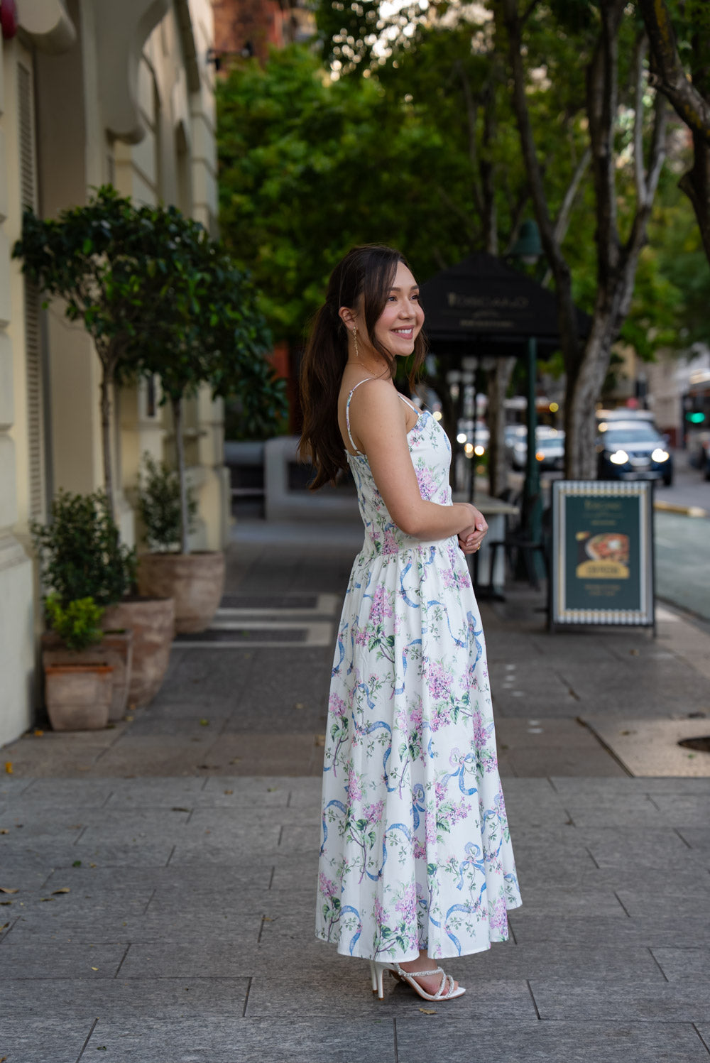 'Lilibeth' Soft Matte Satin Floral Midi Dress