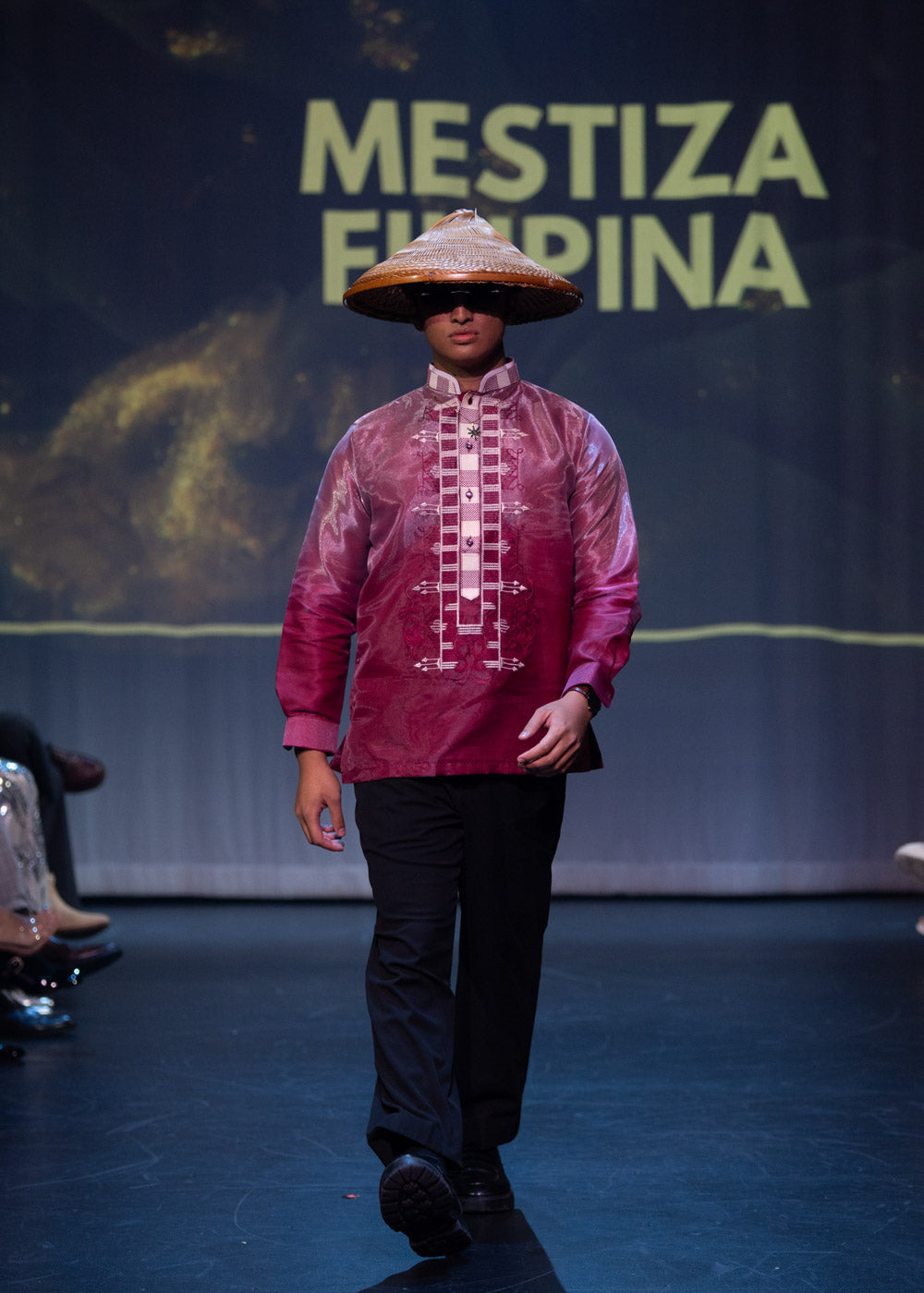 'Jericho' Two-Toned Barong Tagalog – Burgundy, Organza