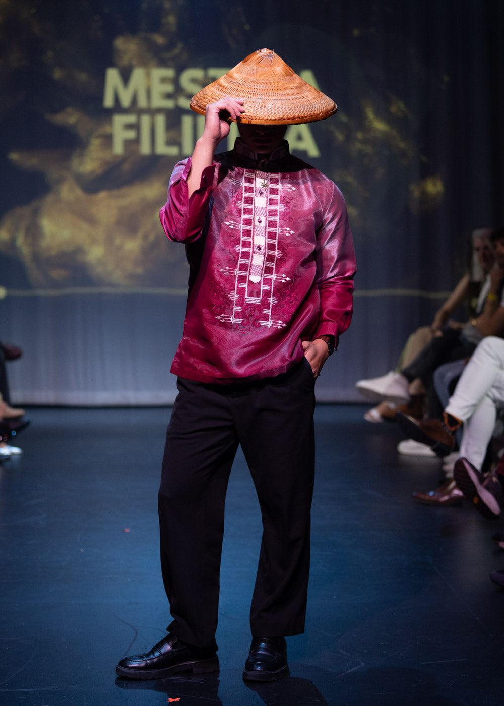 'Jericho' Two-Toned Barong Tagalog – Burgundy, Organza