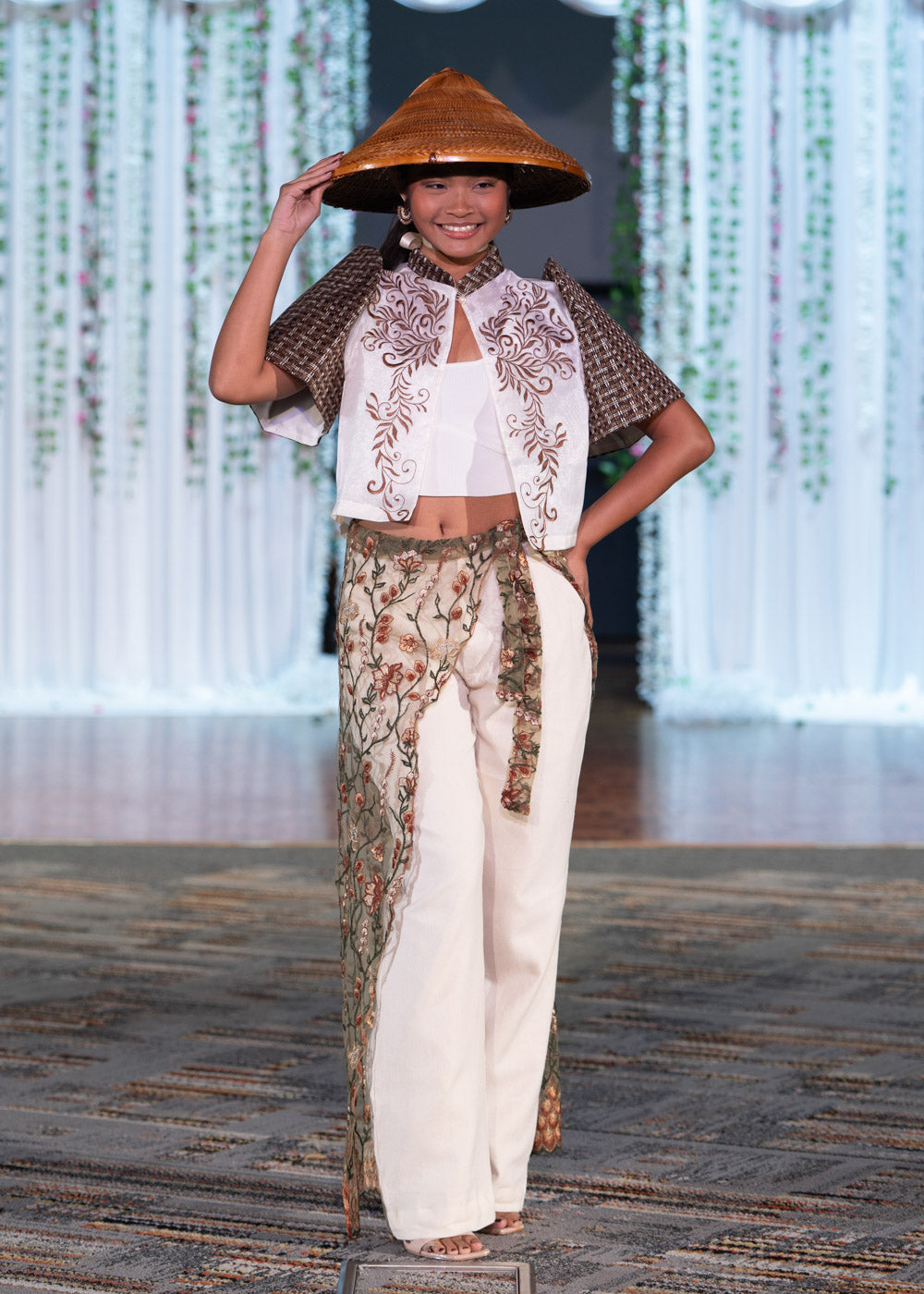 'Tapis' Maxi Wrap Skirt, Floral Embroidered Lace (Olive)