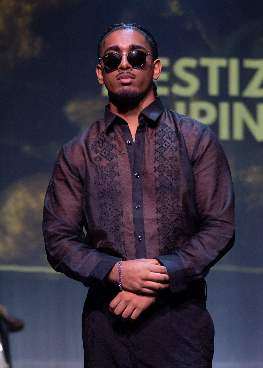 'Emilio' Barong Tagalog – Black, Premium Jusilyn (Semi-Sheer)