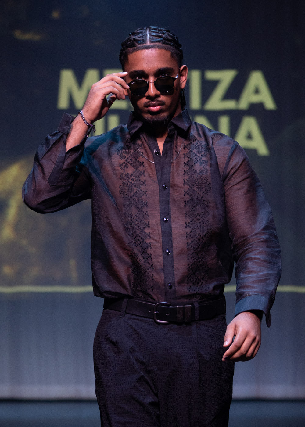 'Emilio' Barong Tagalog – Black, Premium Jusilyn (Semi-Sheer)