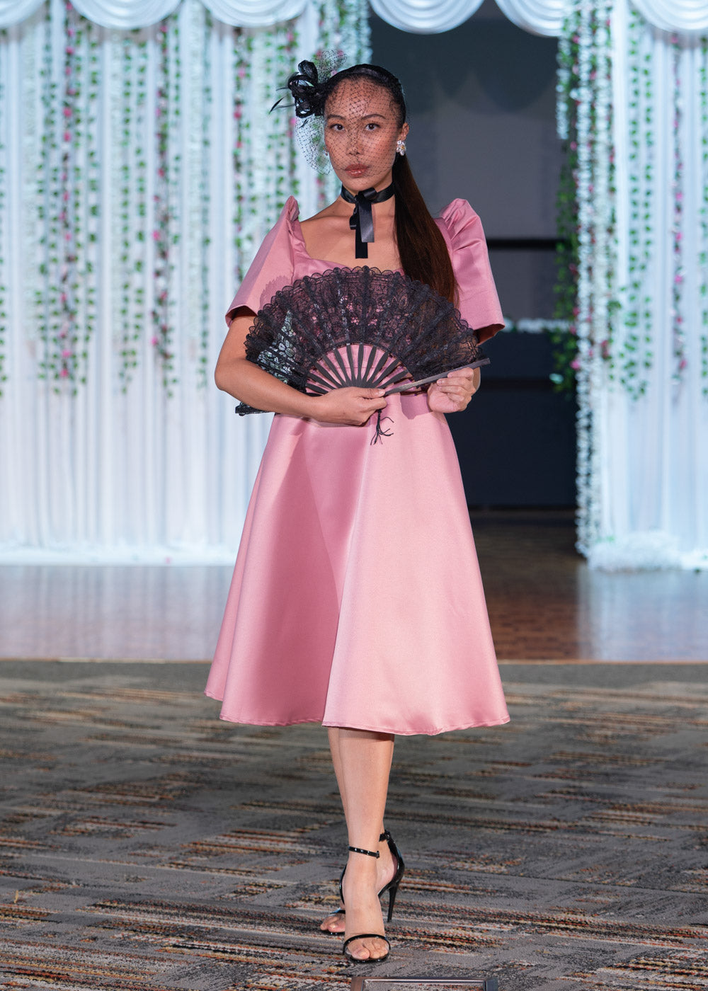 [PRE-ORDER] 'Love' Midi Filipiniana Dress, Duchess Satin (Rose Pink)