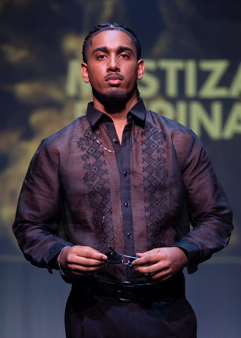 'Emilio' Barong Tagalog – Black, Premium Jusilyn (Semi-Sheer)