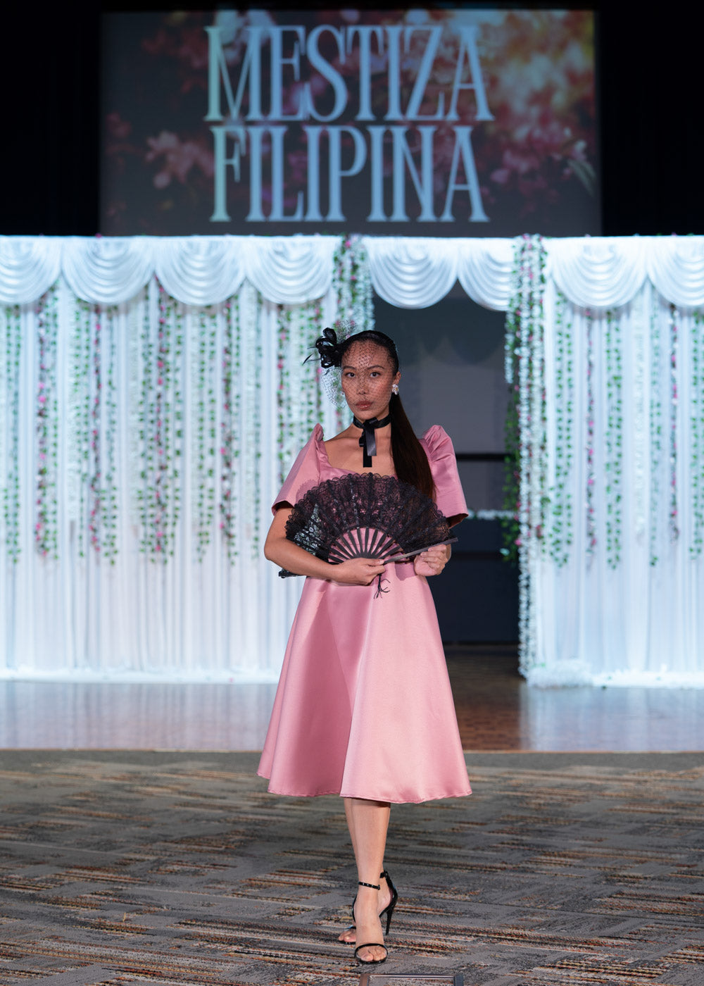 [PRE-ORDER] 'Love' Midi Filipiniana Dress, Duchess Satin (Rose Pink)
