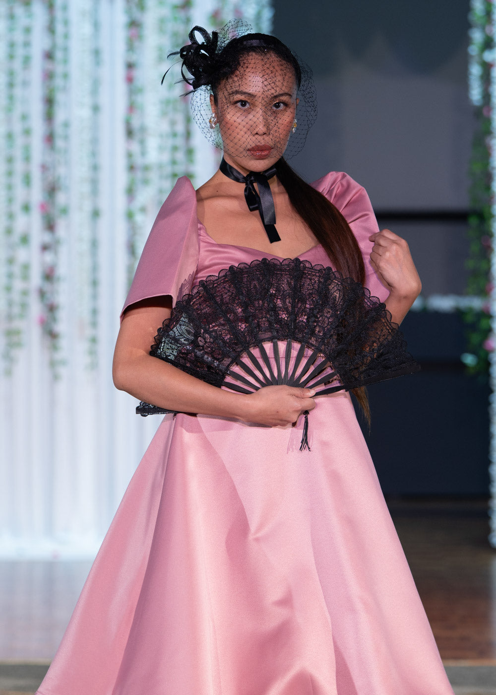 [PRE-ORDER] 'Love' Midi Filipiniana Dress, Duchess Satin (Rose Pink)