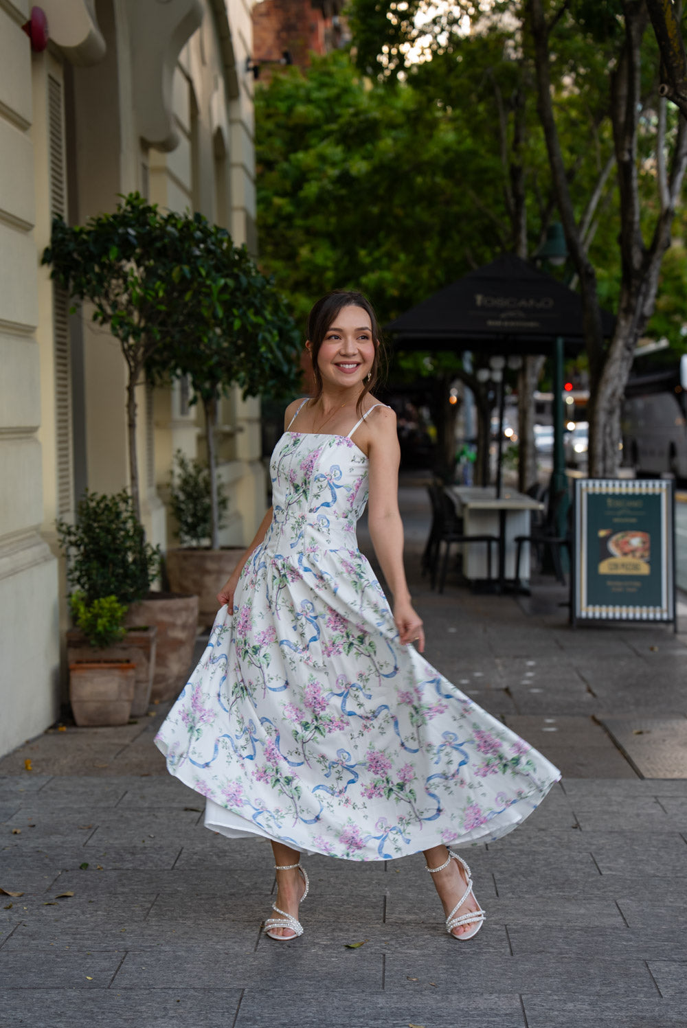 'Lilibeth' Soft Matte Satin Floral Midi Dress