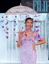 'Pia' Sequin Corset Sparkling Gown (Lilac Purple)