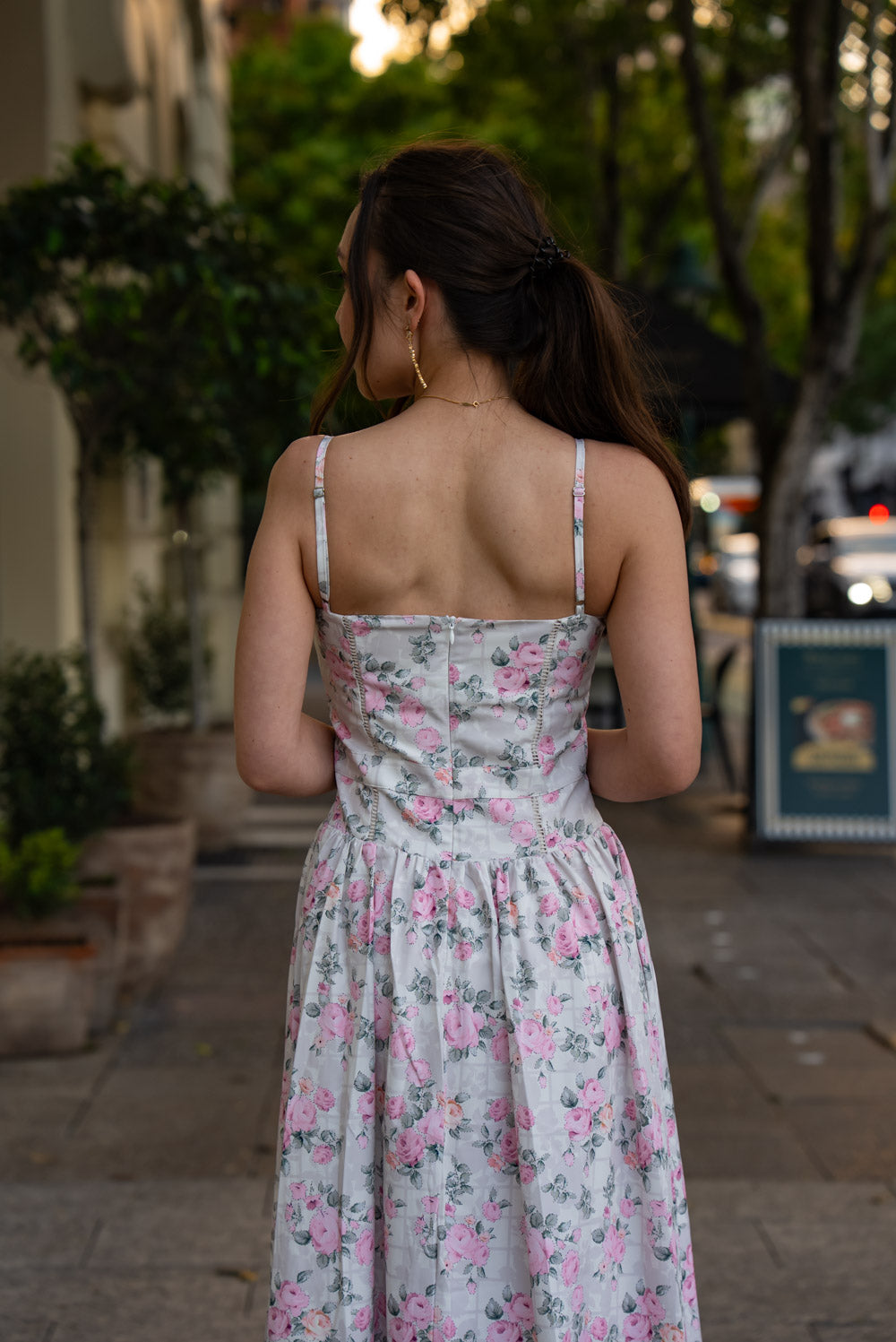 'Florentina' Soft Matte Satin Floral Midi Dress