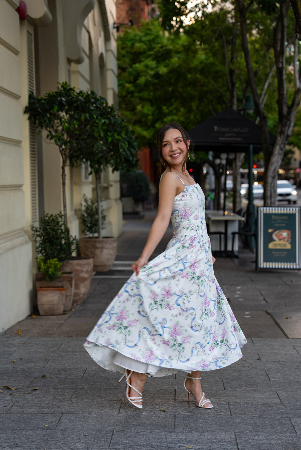 'Lilibeth' Soft Matte Satin Floral Midi Dress
