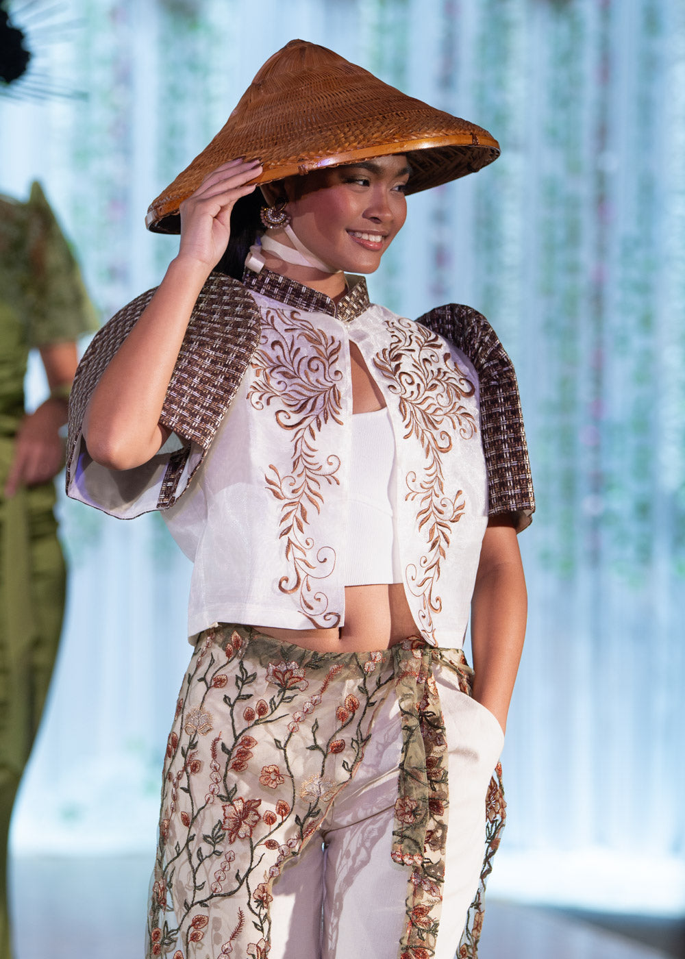 'Tapis' Maxi Wrap Skirt, Floral Embroidered Lace (Olive)