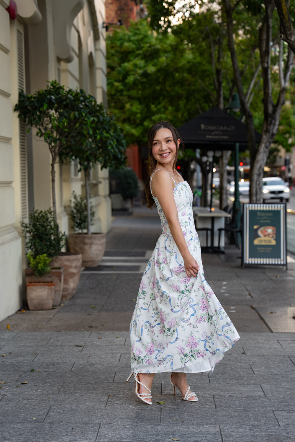 'Lilibeth' Soft Matte Satin Floral Midi Dress