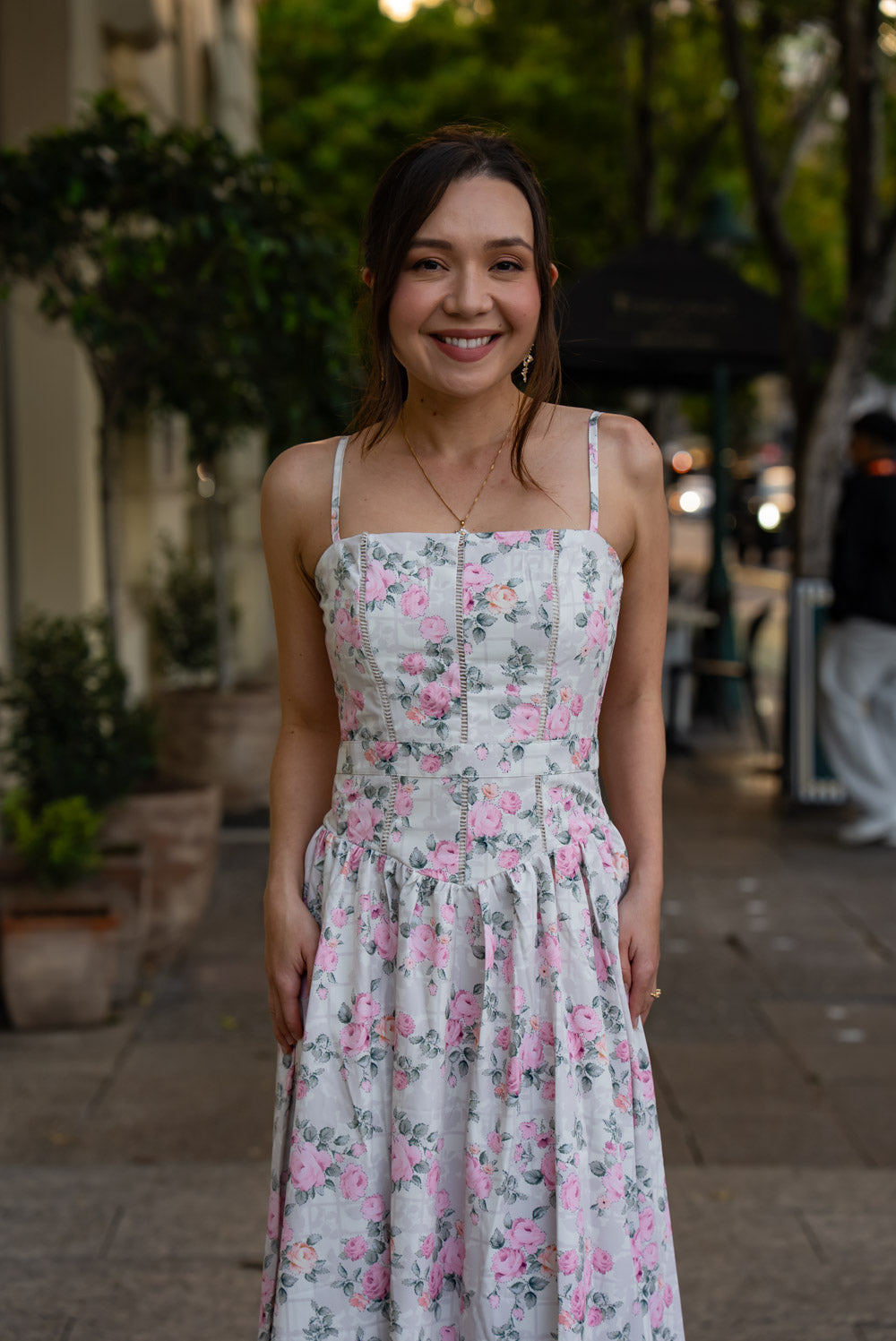 'Florentina' Soft Matte Satin Floral Midi Dress