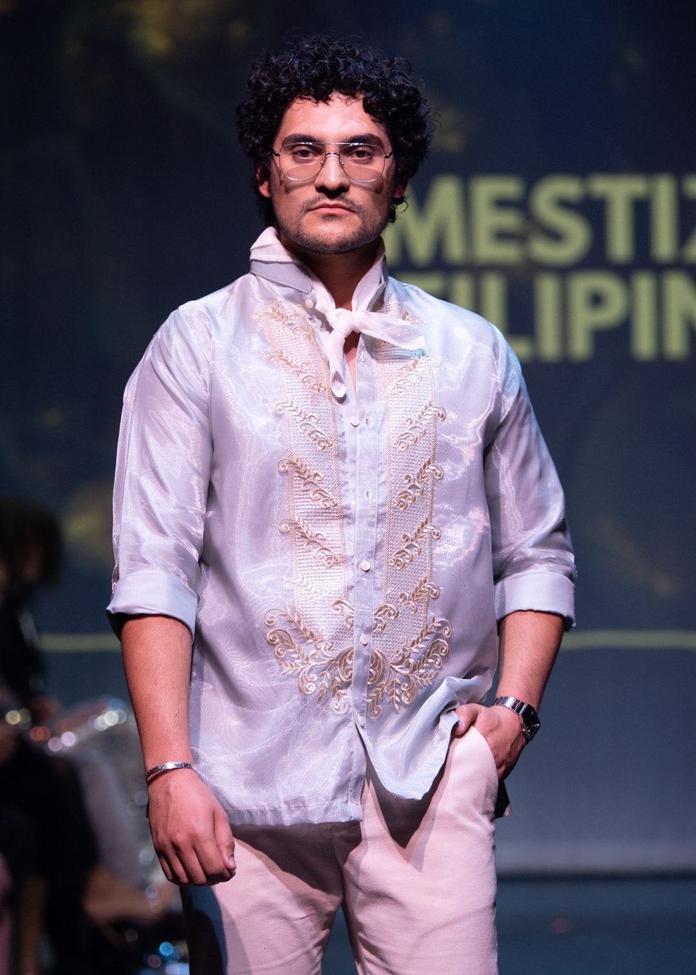'Diego' Barong Tagalog – Blue-Grey, Organza