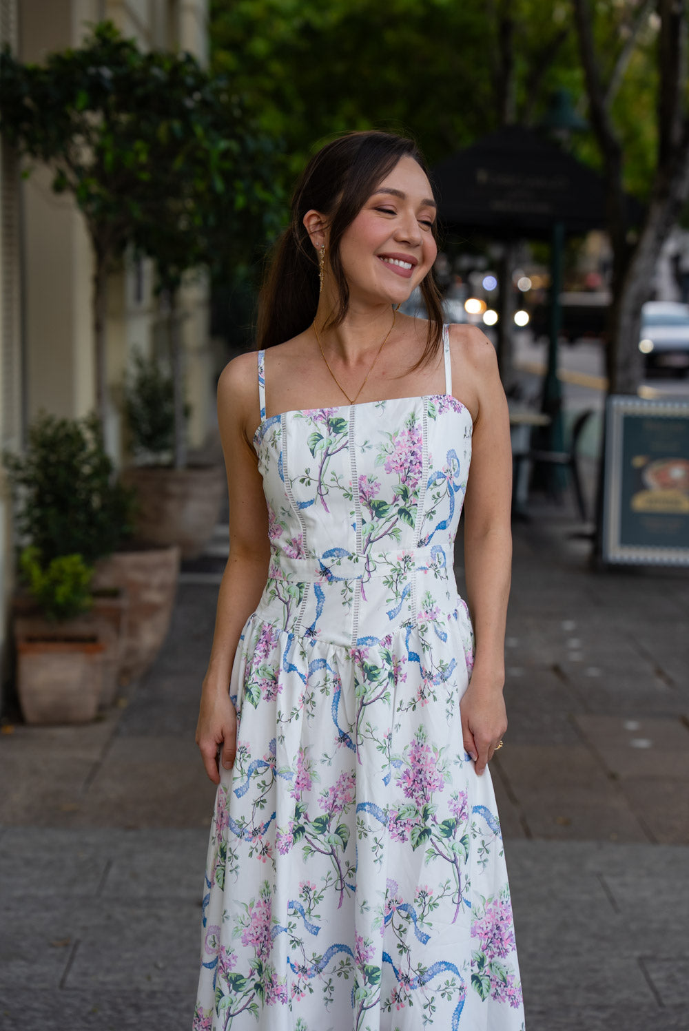 'Lilibeth' Soft Matte Satin Floral Midi Dress