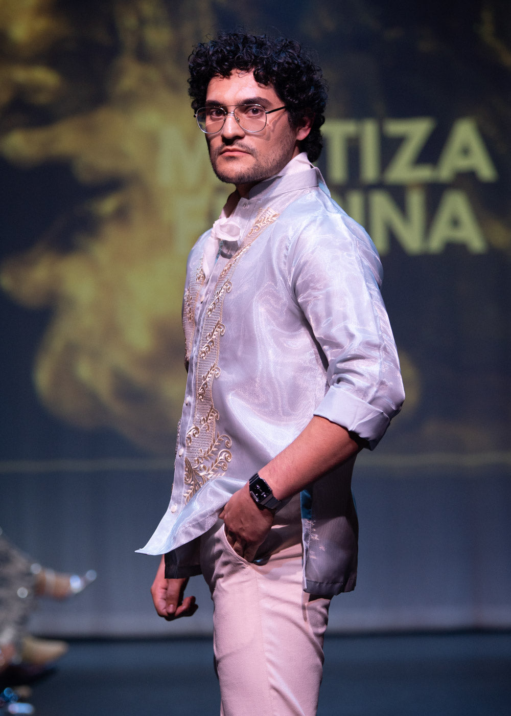 'Diego' Barong Tagalog – Blue-Grey, Organza