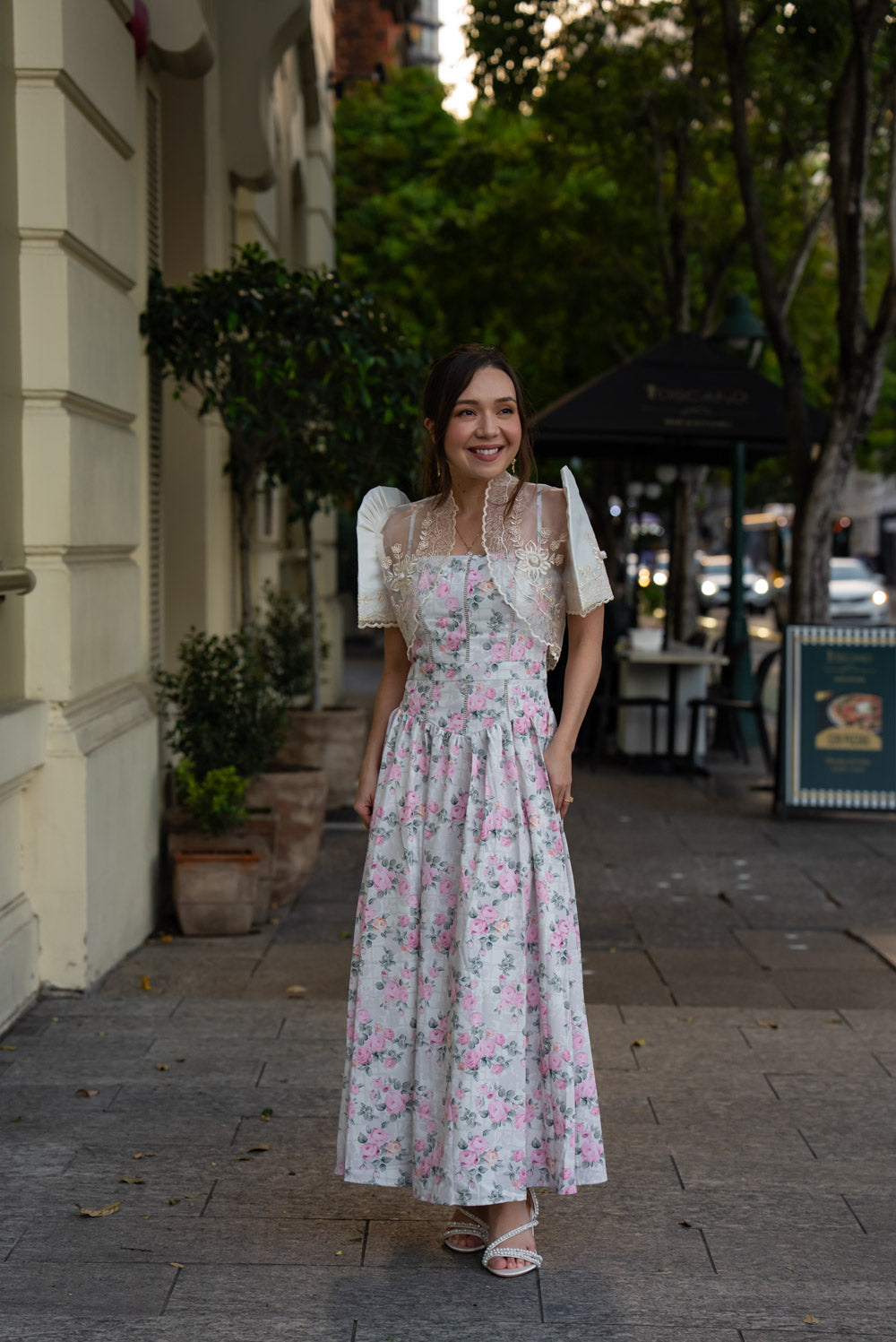 'Florentina' Soft Matte Satin Floral Midi Dress