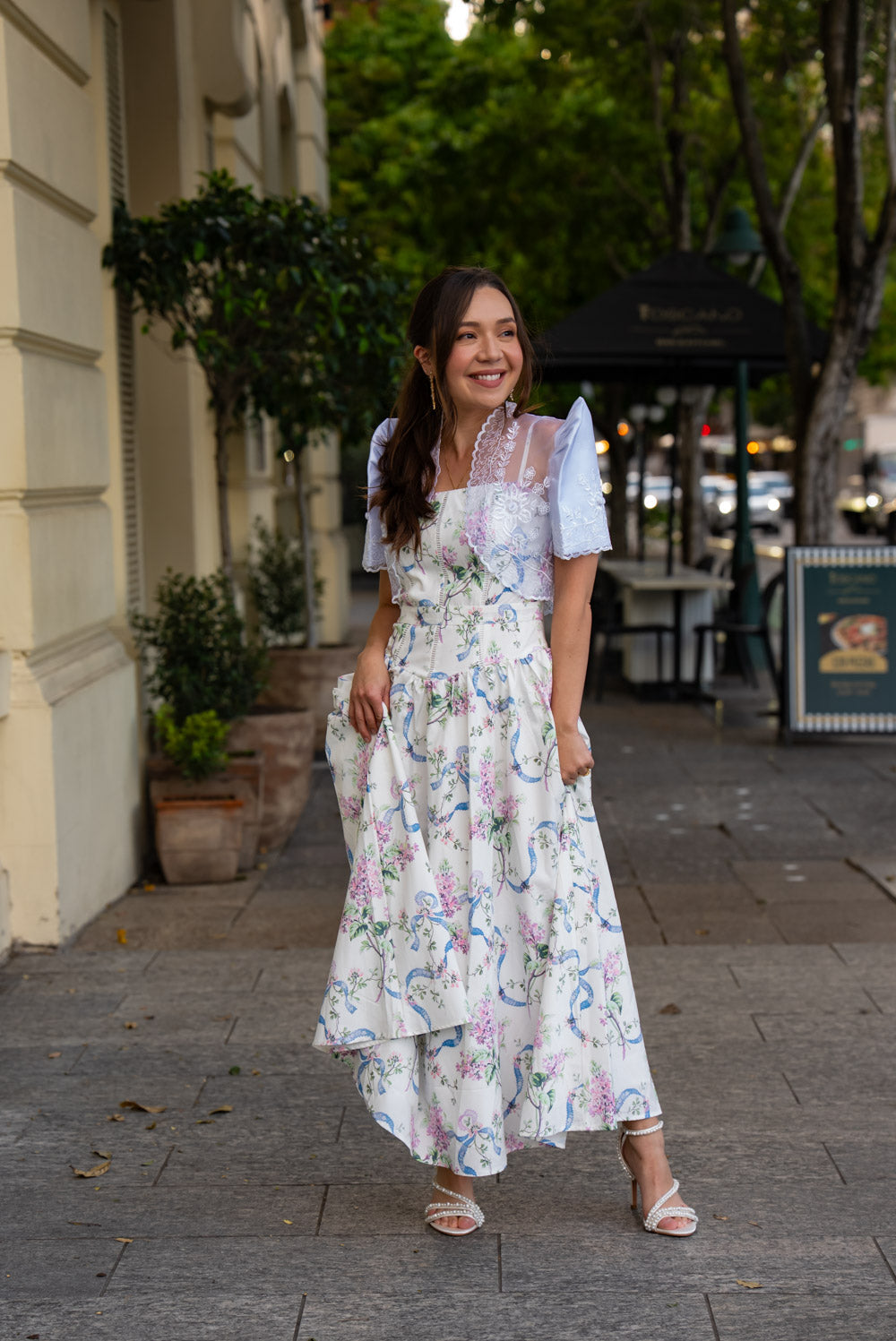 'Lilibeth' Soft Matte Satin Floral Midi Dress