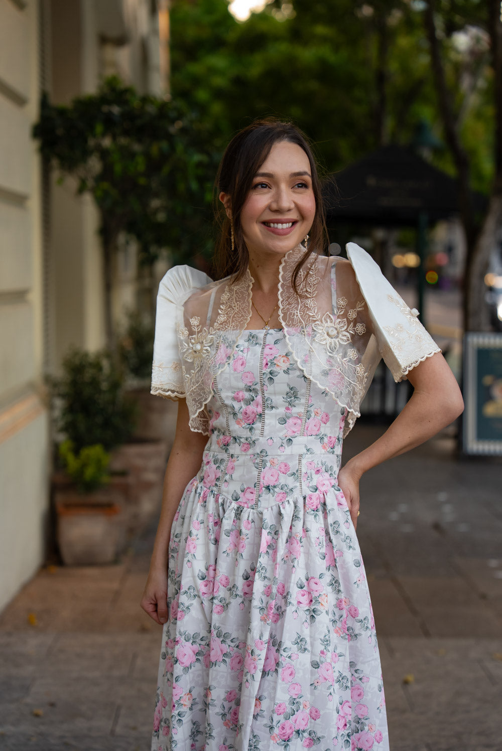 'Florentina' Soft Matte Satin Floral Midi Dress