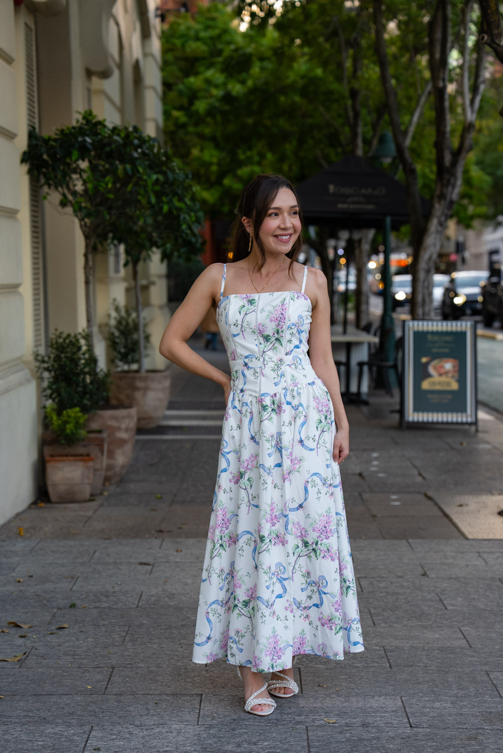 'Lilibeth' Soft Matte Satin Floral Midi Dress