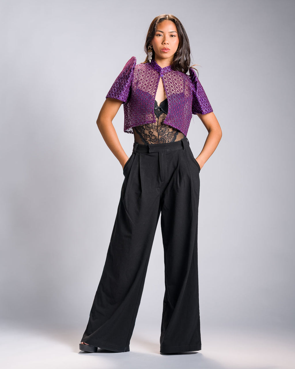 'Carlota' Bolero Filipiniana Sleeves (Electric Purple)