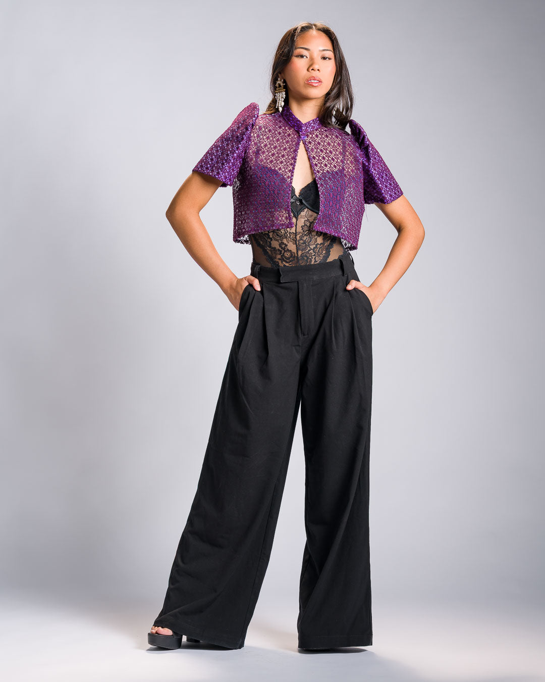 'Carlota' Bolero Filipiniana Sleeves (Electric Purple)