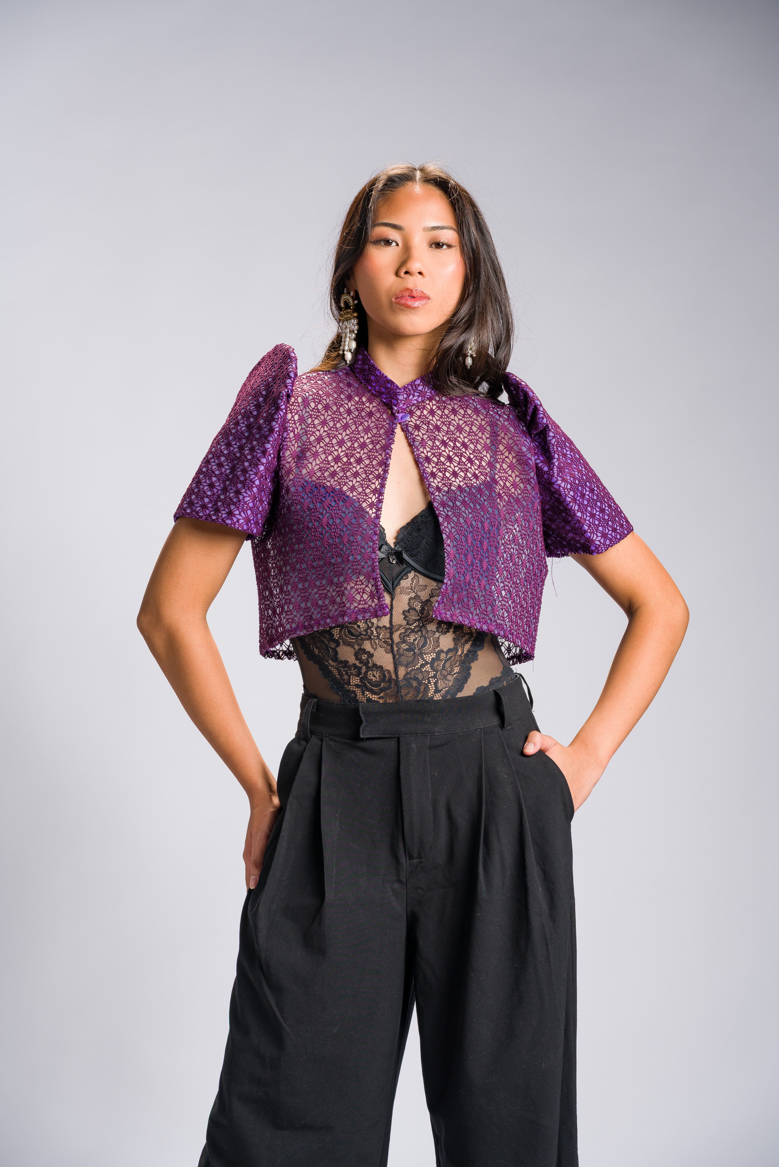 'Carlota' Bolero Filipiniana Sleeves (Purple)