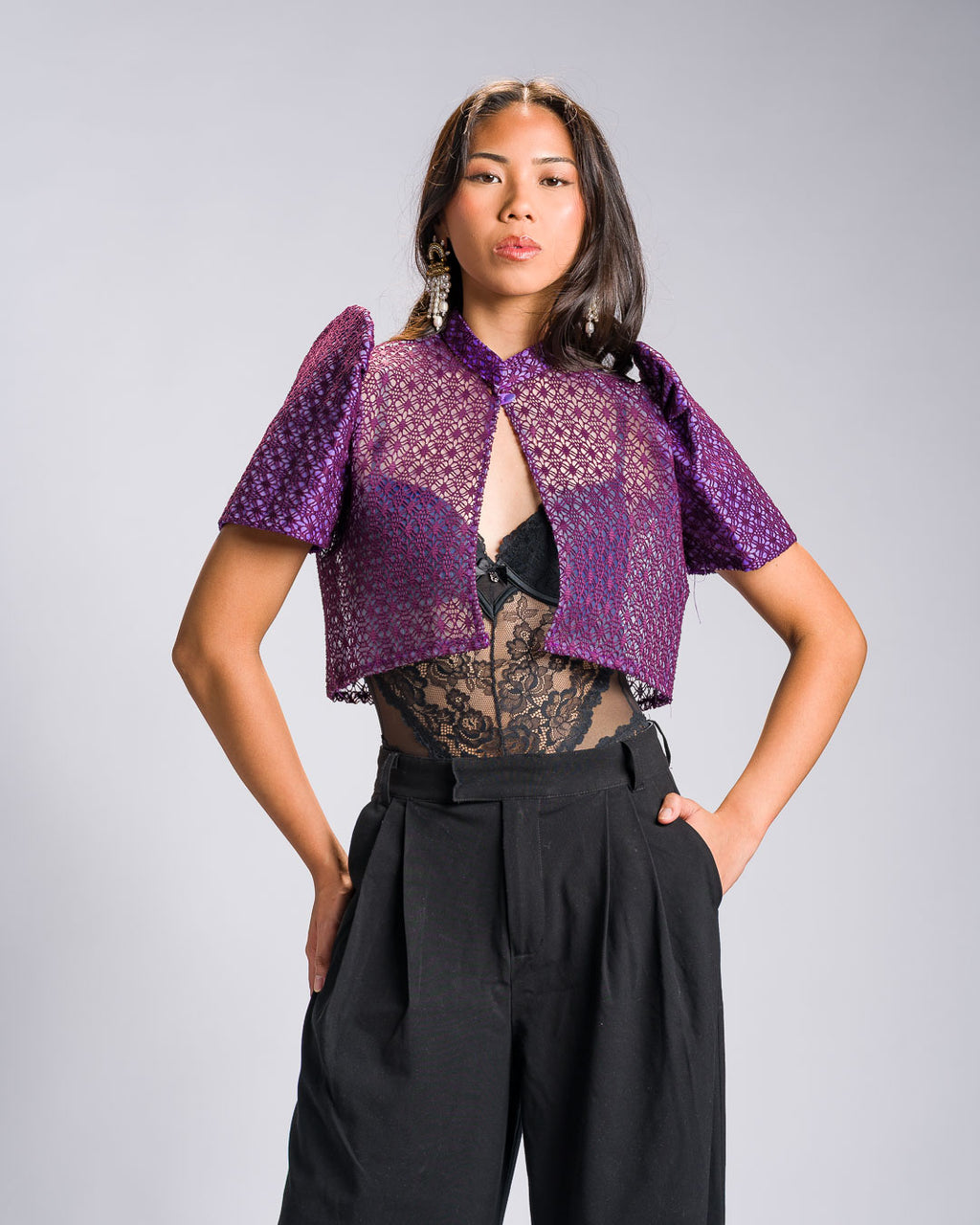 'Carlota' Bolero Filipiniana Sleeves (Electric Purple)