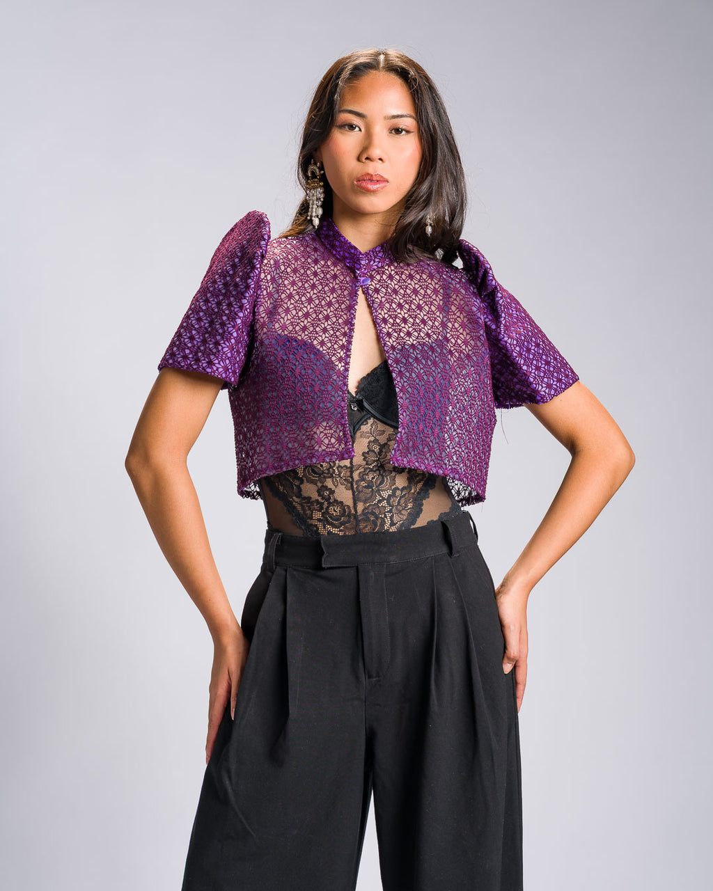 'Carlota' Bolero Filipiniana Sleeves (Electric Purple)