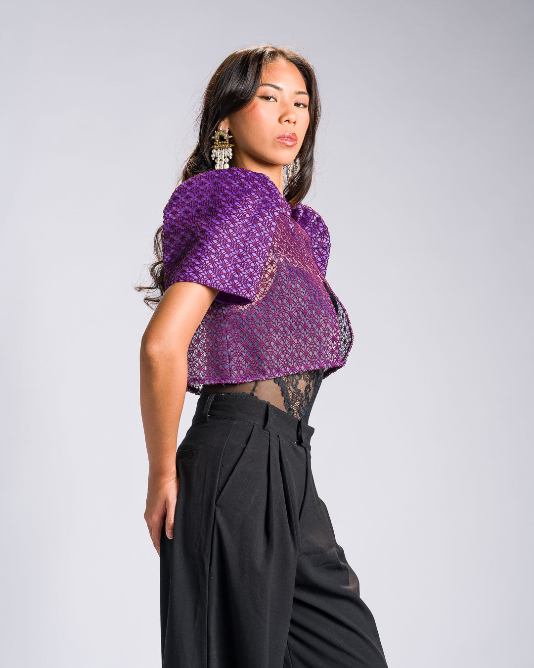 'Carlota' Bolero Filipiniana Sleeves (Electric Purple)