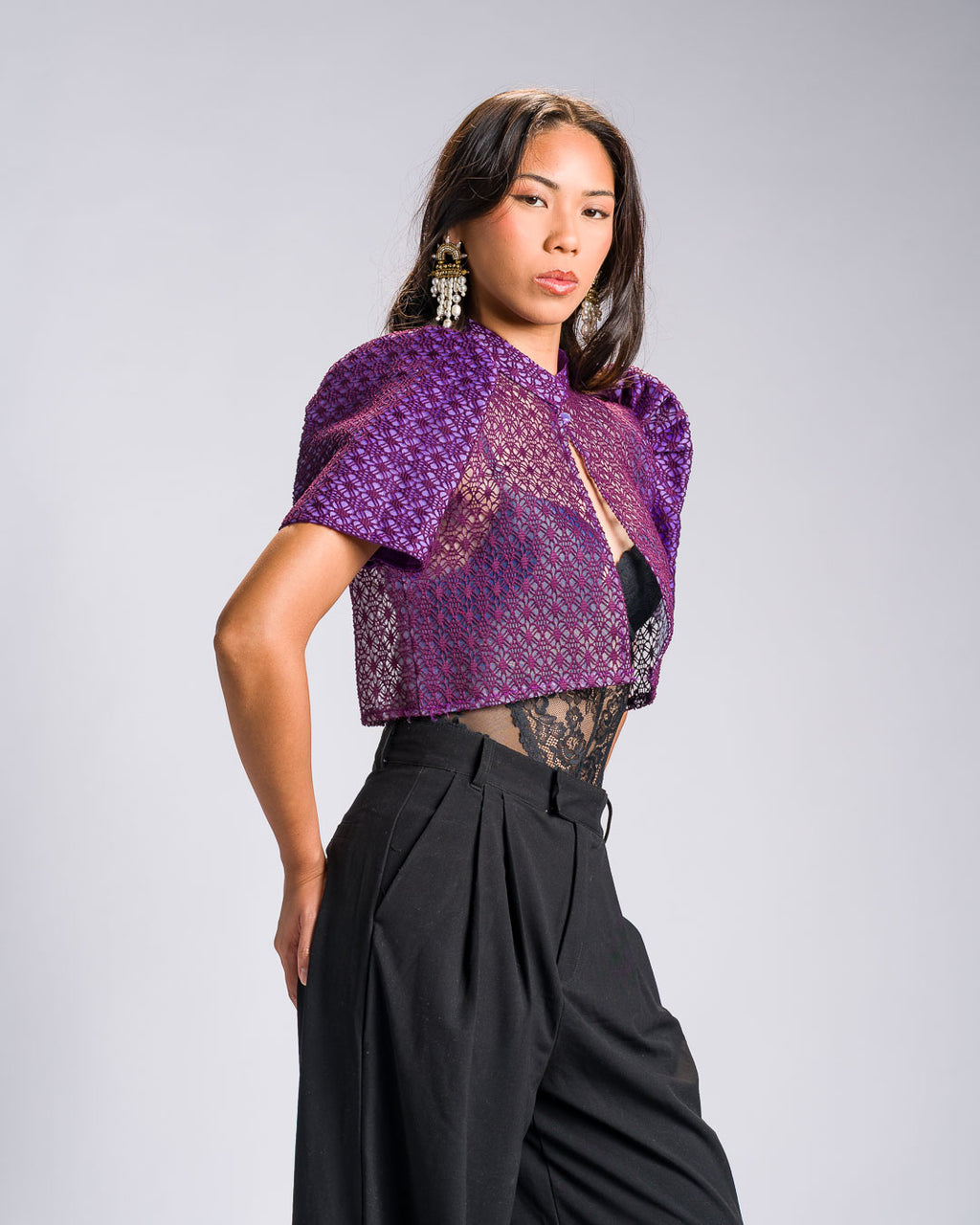 'Carlota' Bolero Filipiniana Sleeves (Electric Purple)