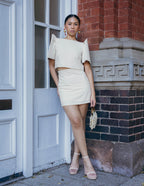 Filipiniana Top 'Nida' in Oat, back view – Mestiza Filipina