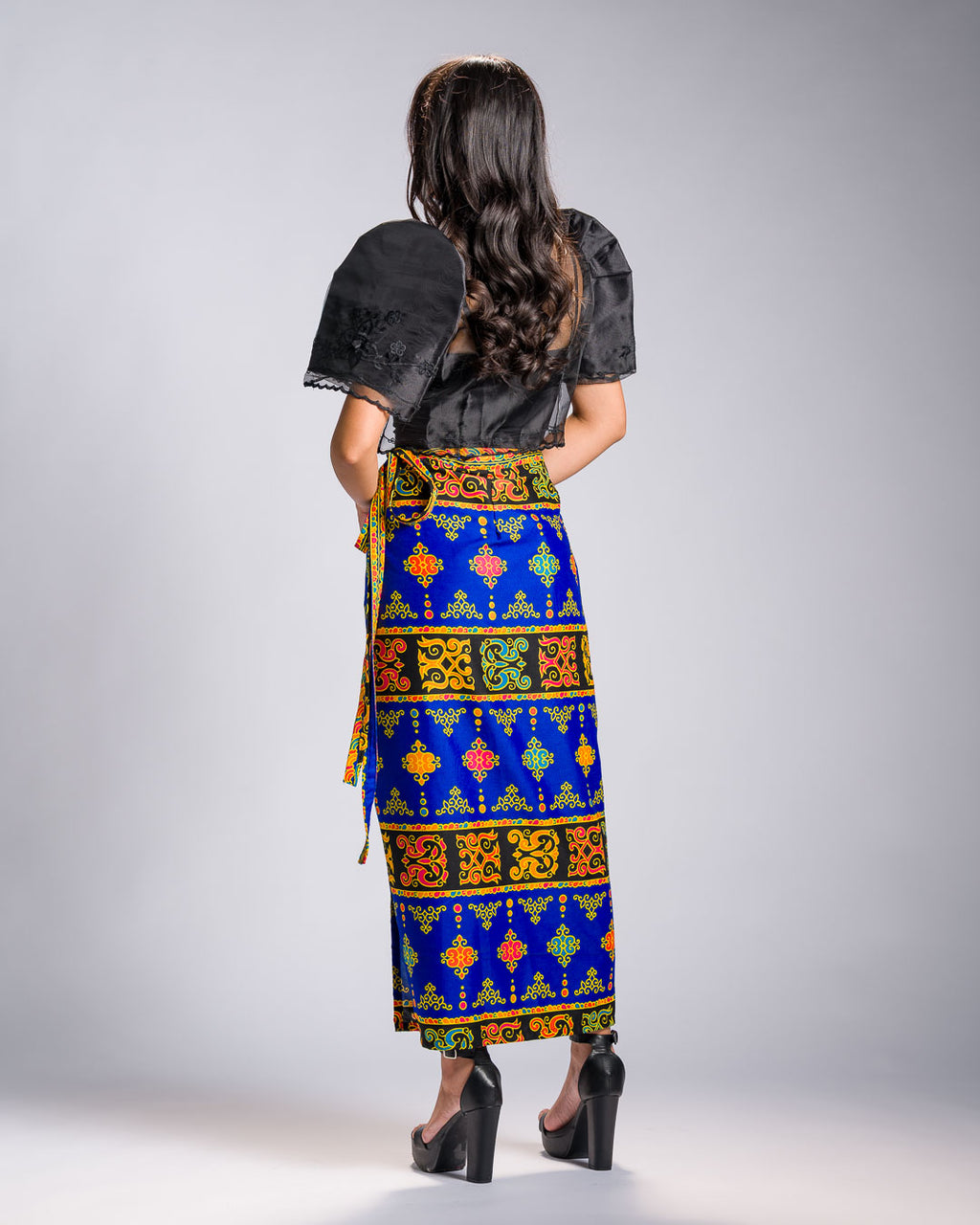 'Langkit' Mindanao Malong-Inspired Midi Wrap Skirt (Royal Blue)