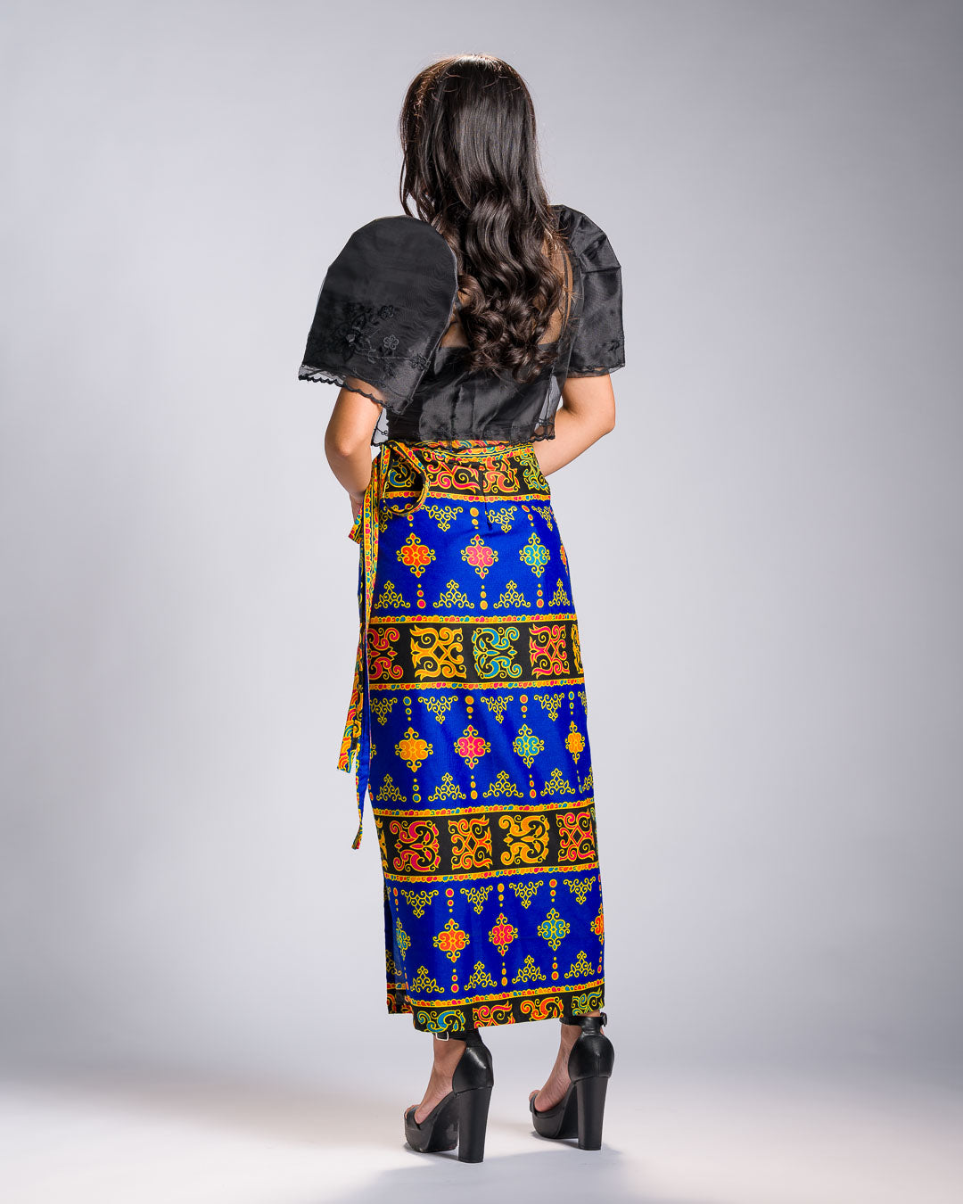 'Langkit' Mindanao Malong-Inspired Midi Wrap Skirt (Royal Blue)