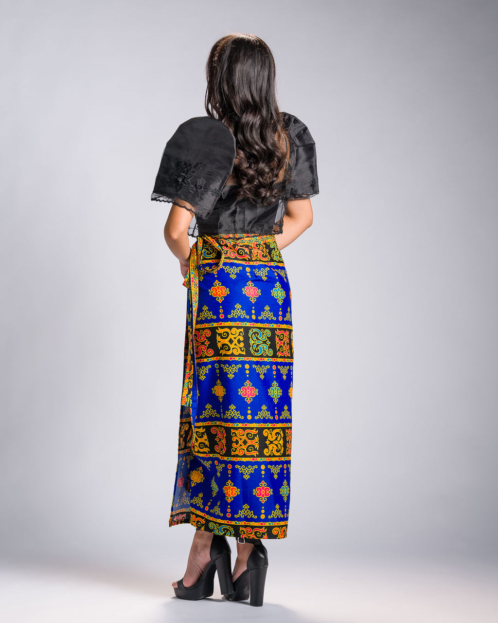 'Langkit' Mindanao Malong-Inspired Midi Wrap Skirt (Royal Blue)
