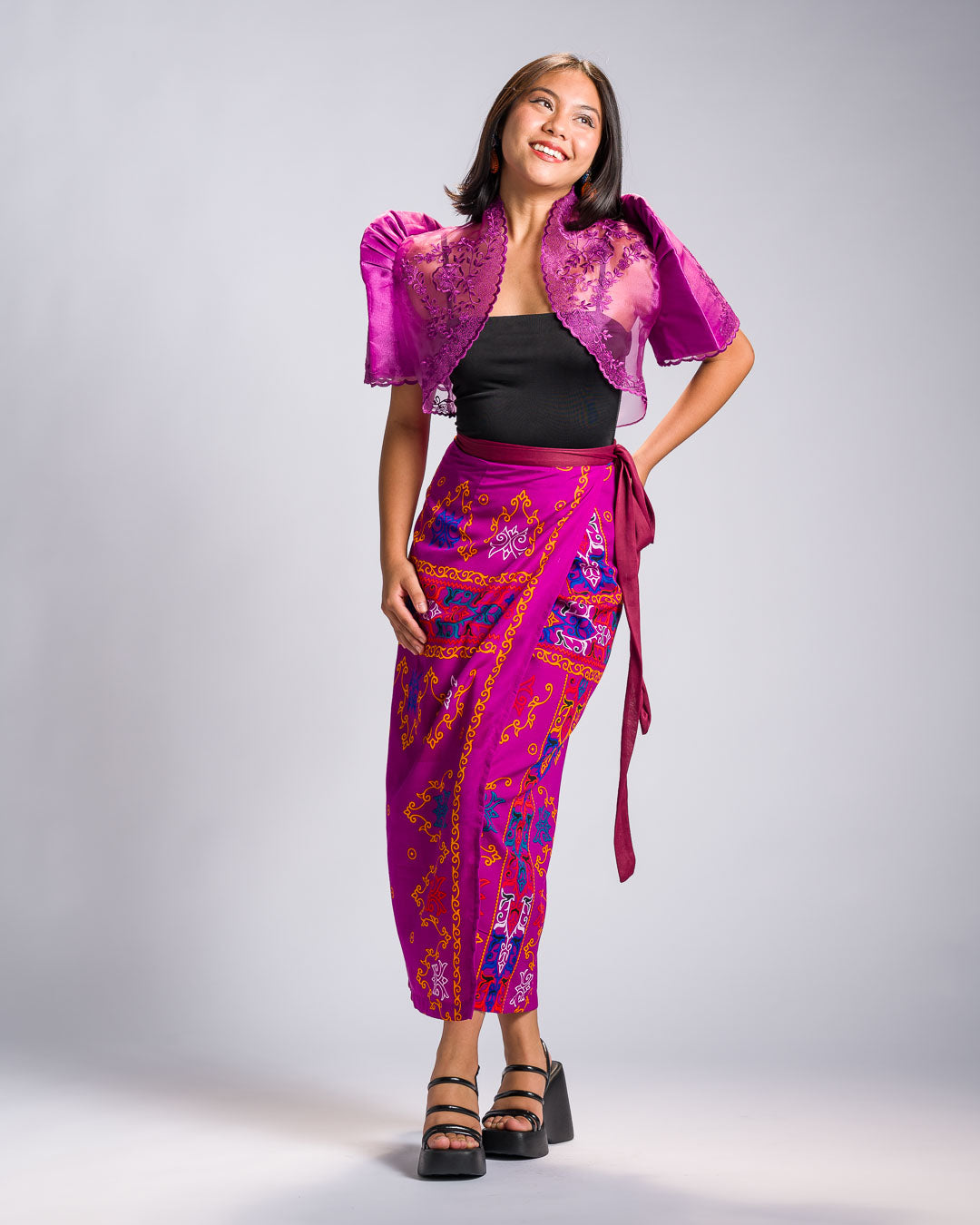 'Langkit' Mindanao Malong-Inspired Midi Wrap Skirt (Fuchsia Plum)