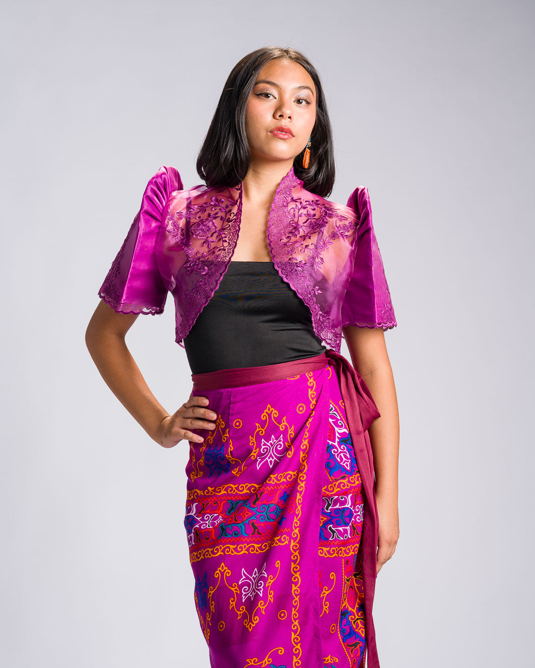 'Langkit' Mindanao Malong-Inspired Midi Wrap Skirt (Fuchsia Plum)