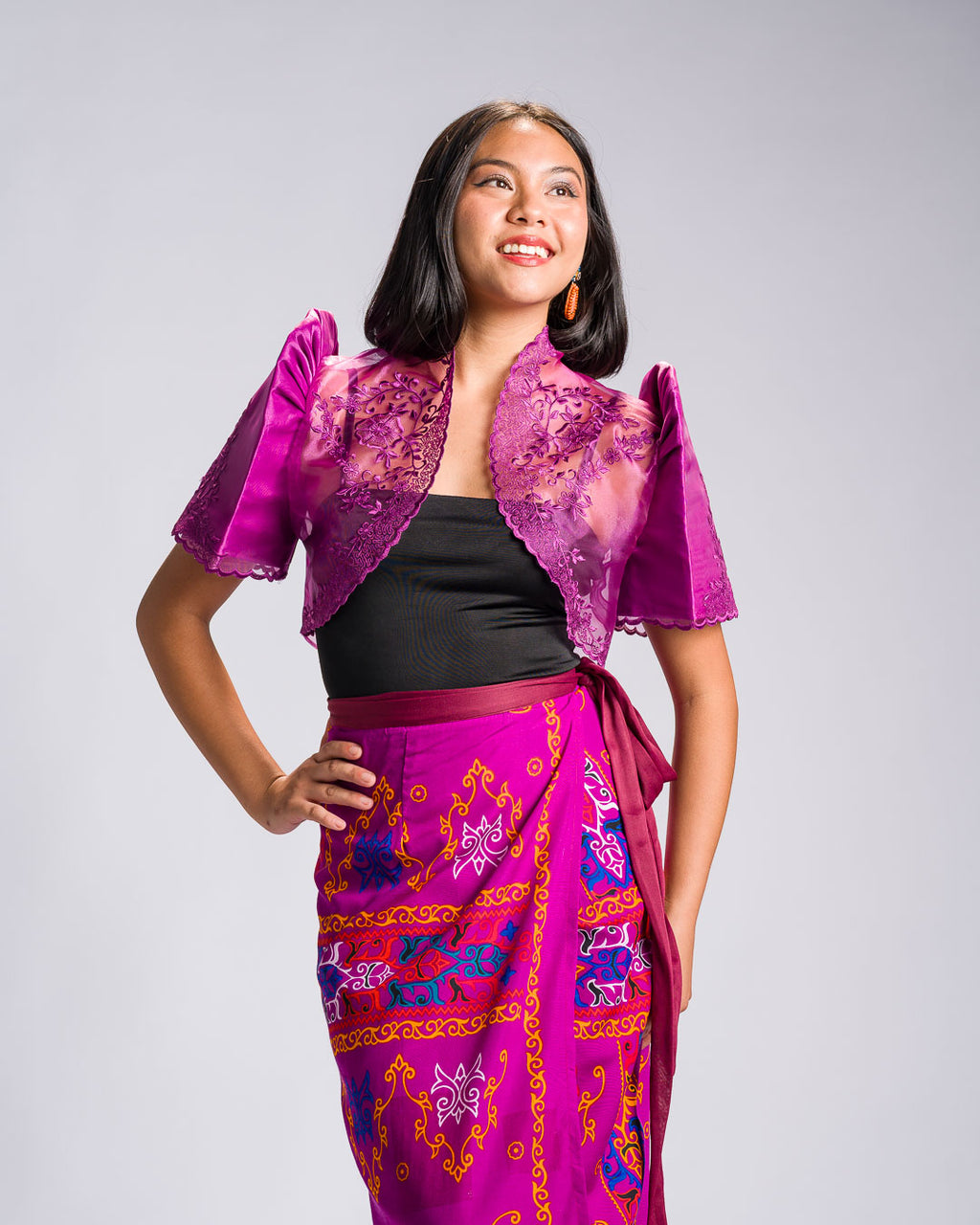 'Langkit' Mindanao Malong-Inspired Midi Wrap Skirt (Fuchsia Plum)