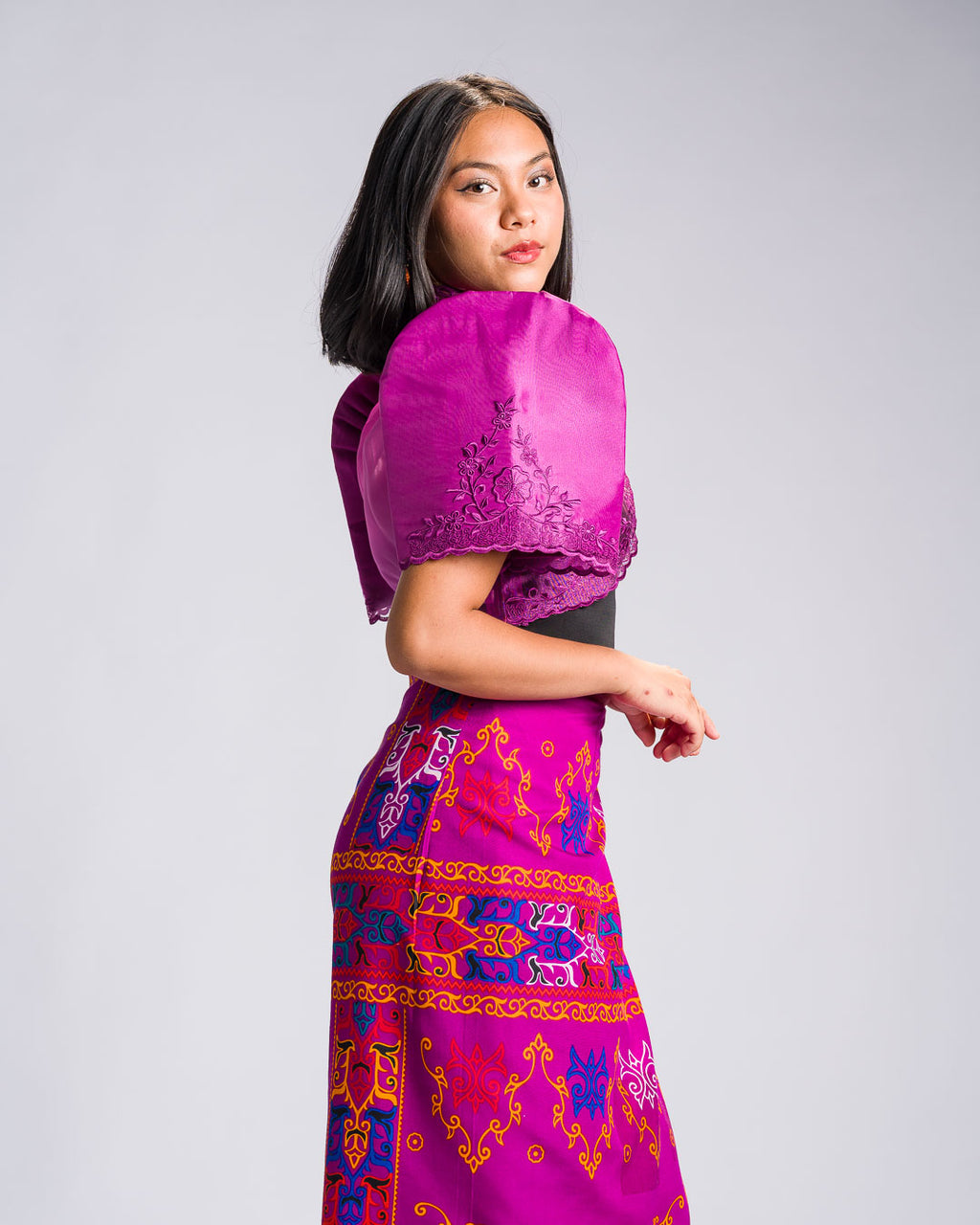 'Langkit' Mindanao Malong-Inspired Midi Wrap Skirt (Fuchsia Plum)